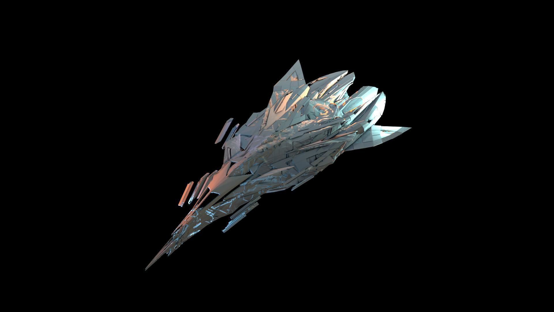 Aircraft Jet Plane Sci-Fi Spaceship Space Ship 015 Low-poly 3D model_2