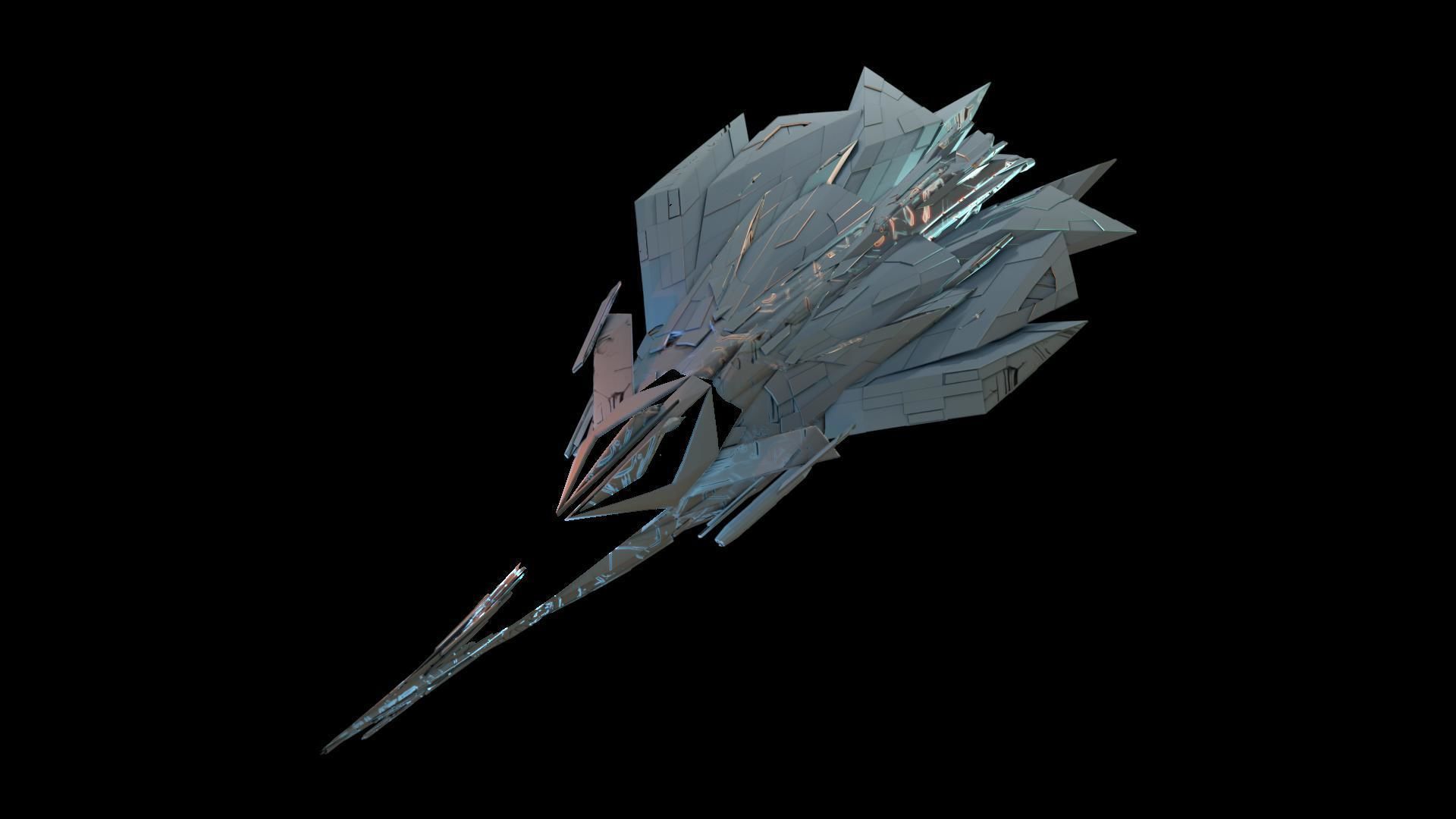 Aircraft Jet Plane Sci-Fi Spaceship Space Ship 011 Low-poly 3D model_2