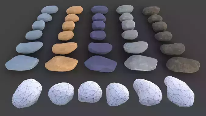 Low poly rock asset with 5 texture variation Low-poly 3D model
