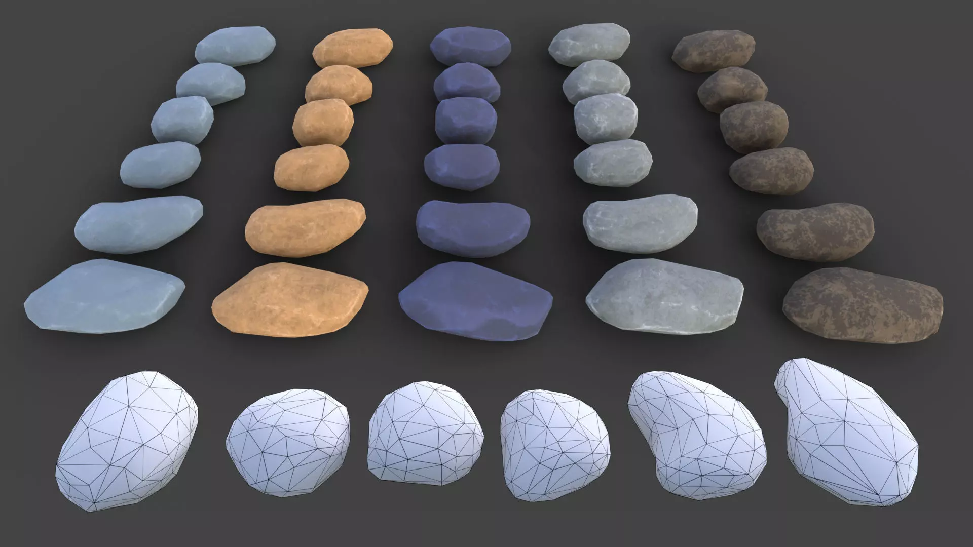 Low poly rock asset with 5 texture variation Low-poly 3D model_0