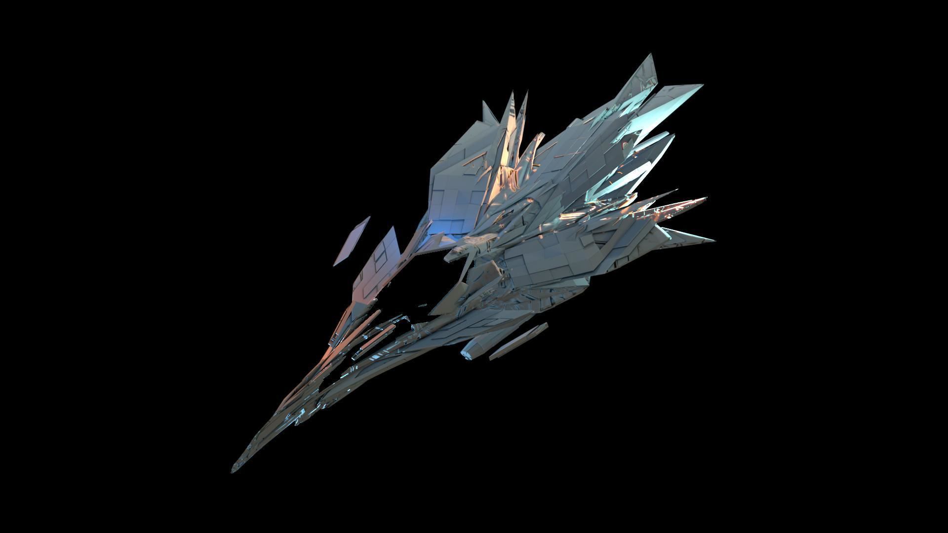 Aircraft Jet Plane Sci-Fi Spaceship Space Ship 08 Low-poly 3D model_2