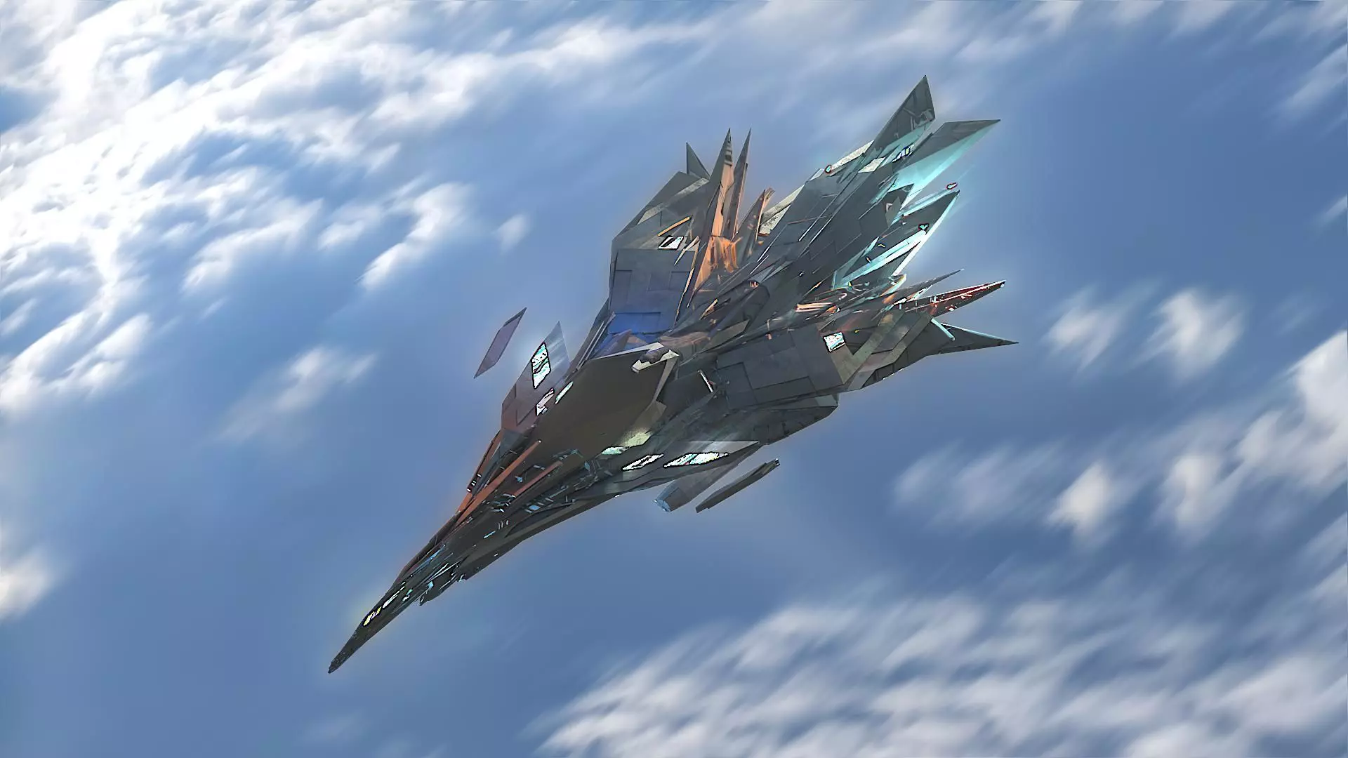 Aircraft Jet Plane Sci-Fi Spaceship Space Ship 08 Low-poly 3D model_0