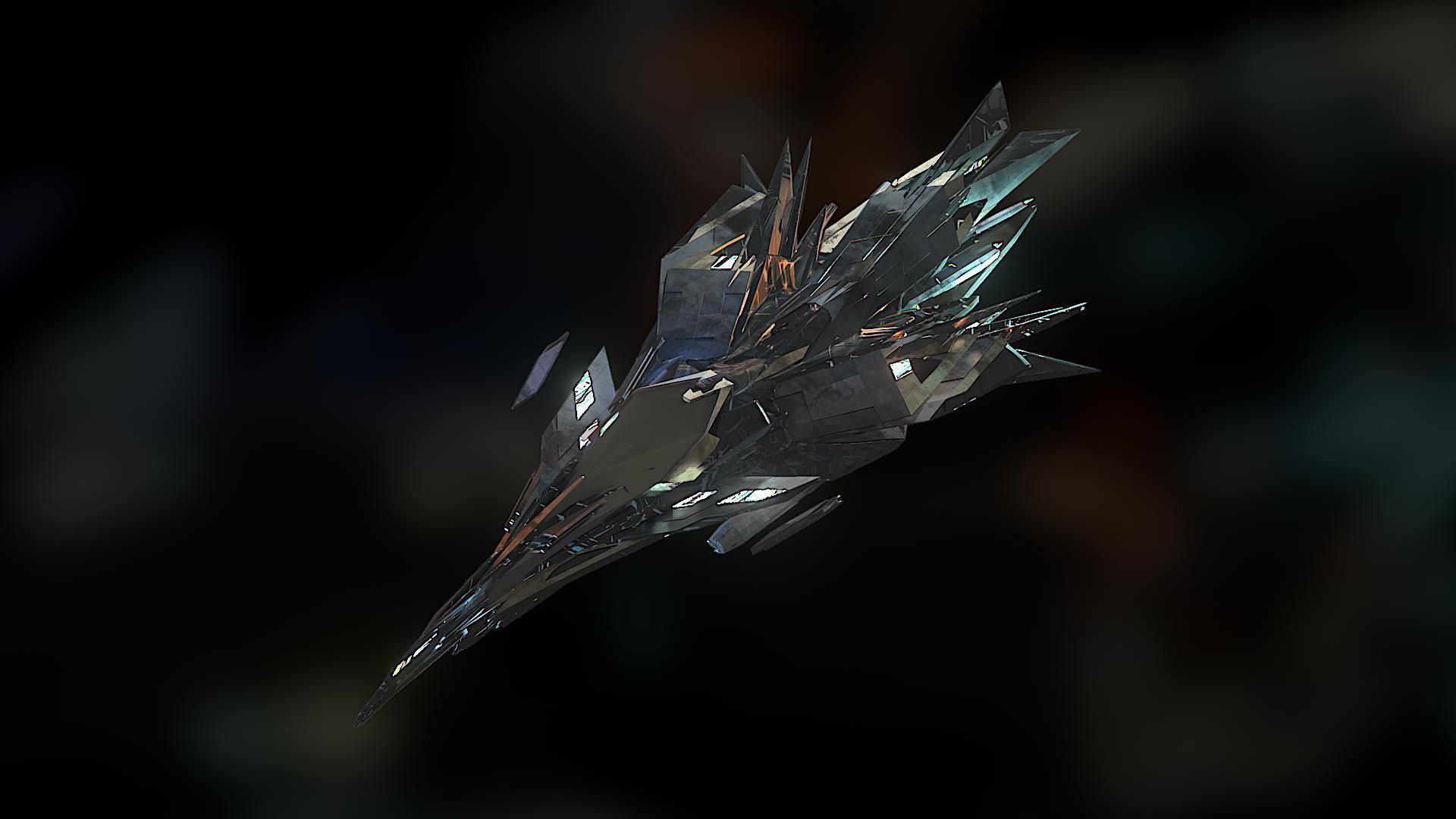 Aircraft Jet Plane Sci-Fi Spaceship Space Ship 08 Low-poly 3D model_1