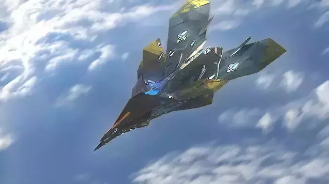  Aircraft Jet Plane Sci-Fi Spaceship Space Ship 07 Low-poly 3D model