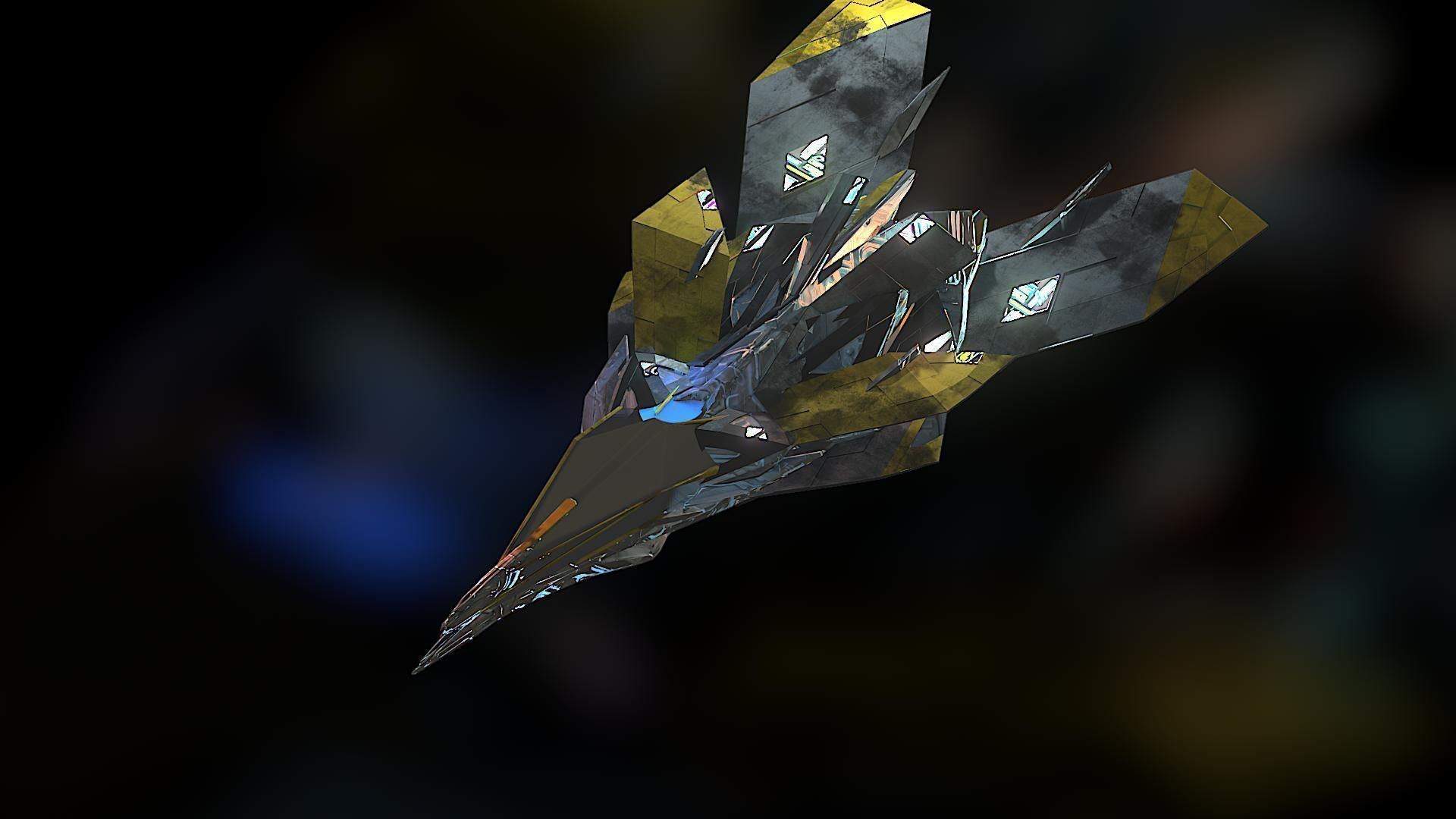 Aircraft Jet Plane Sci-Fi Spaceship Space Ship 07 Low-poly 3D model_1