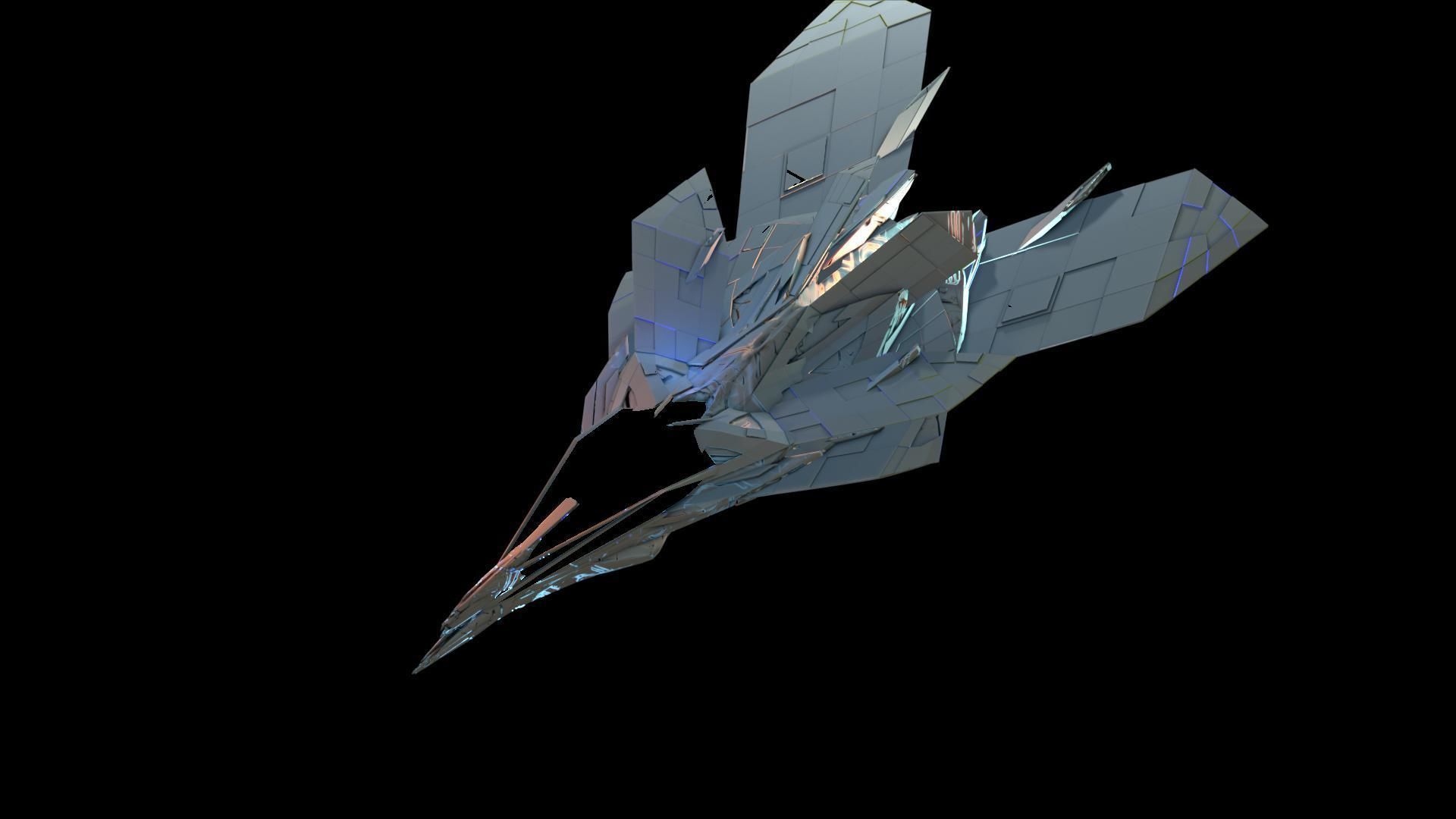 Aircraft Jet Plane Sci-Fi Spaceship Space Ship 07 Low-poly 3D model_2
