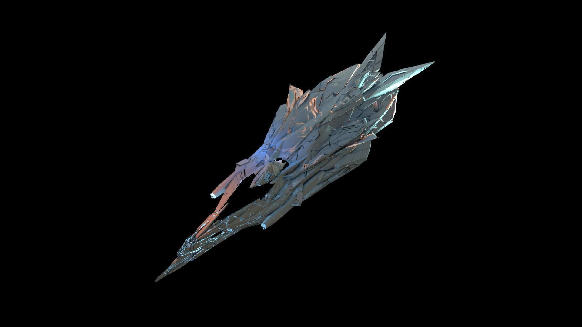 Aircraft Jet Plane Sci-Fi Spaceship Space Ship 06 Low-poly 3D model_2