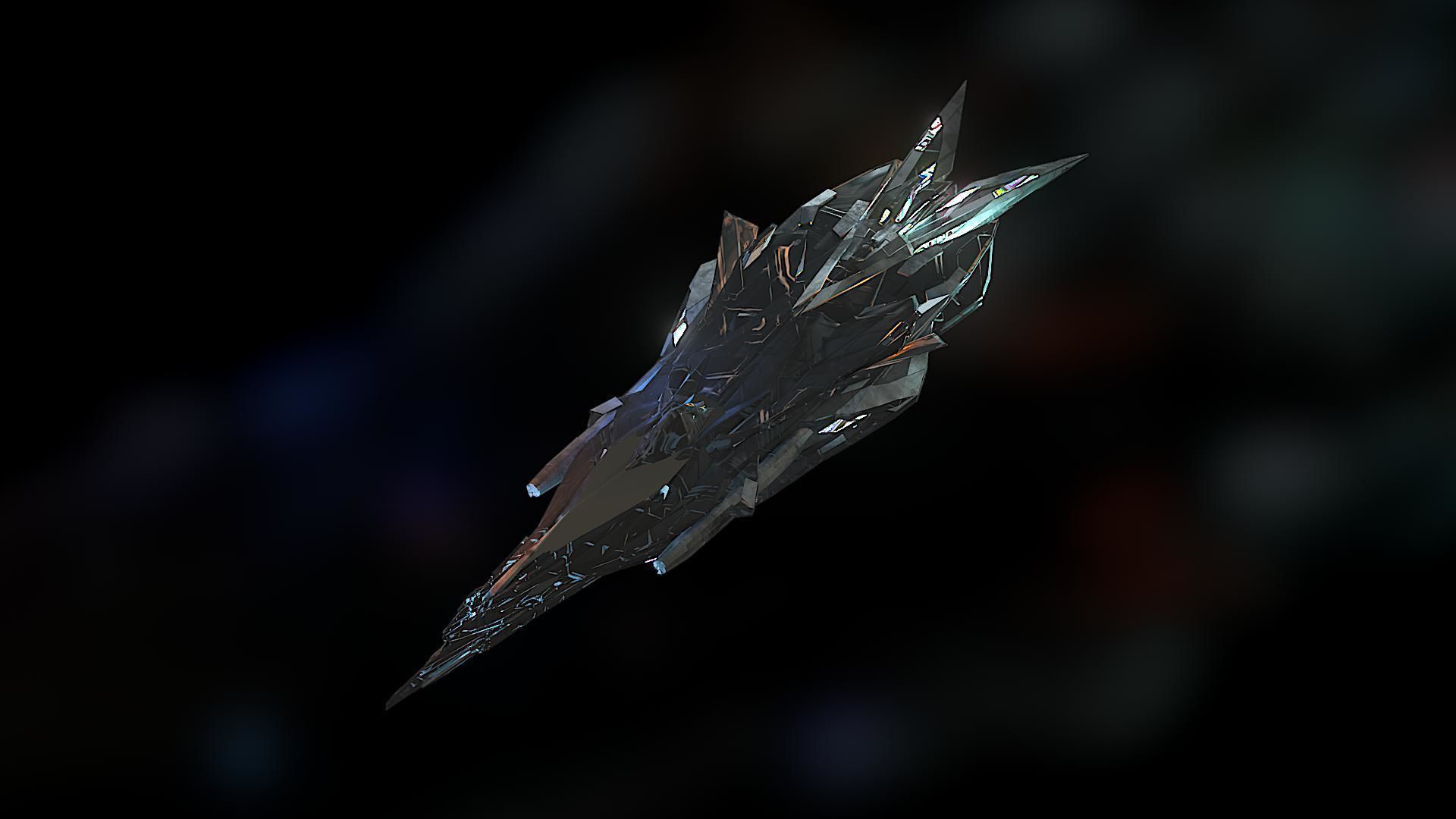 Aircraft Jet Plane Sci-Fi Spaceship Space Ship 06 Low-poly 3D model_1