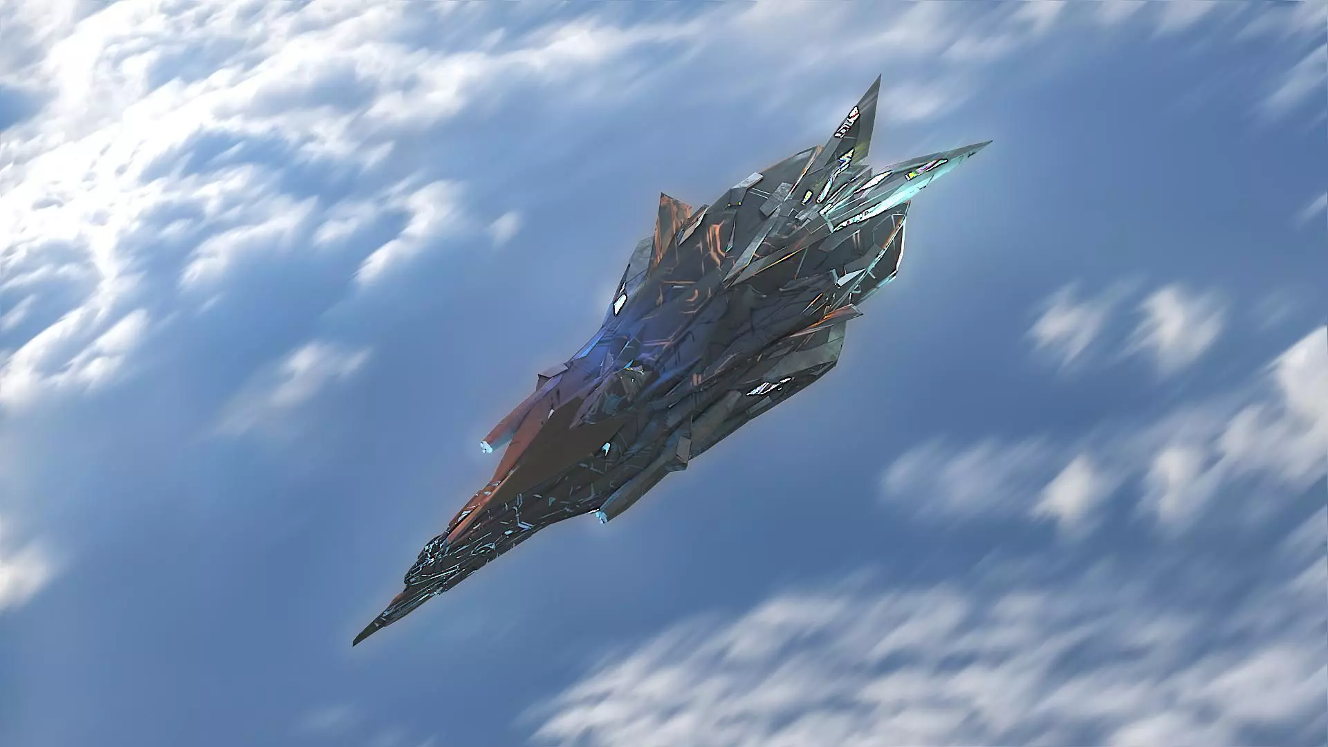 Aircraft Jet Plane Sci-Fi Spaceship Space Ship 06 Low-poly 3D model_0