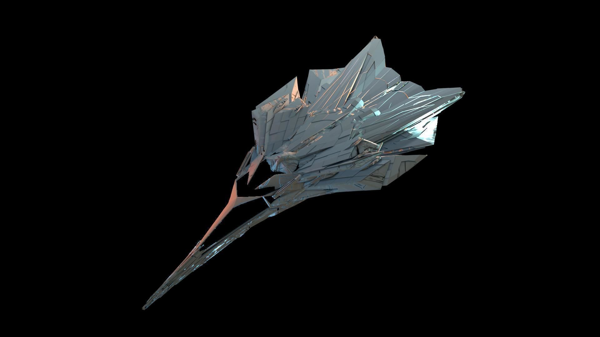 Aircraft Jet Plane Sci-Fi Spaceship Space Ship 03 Low-poly 3D model_2