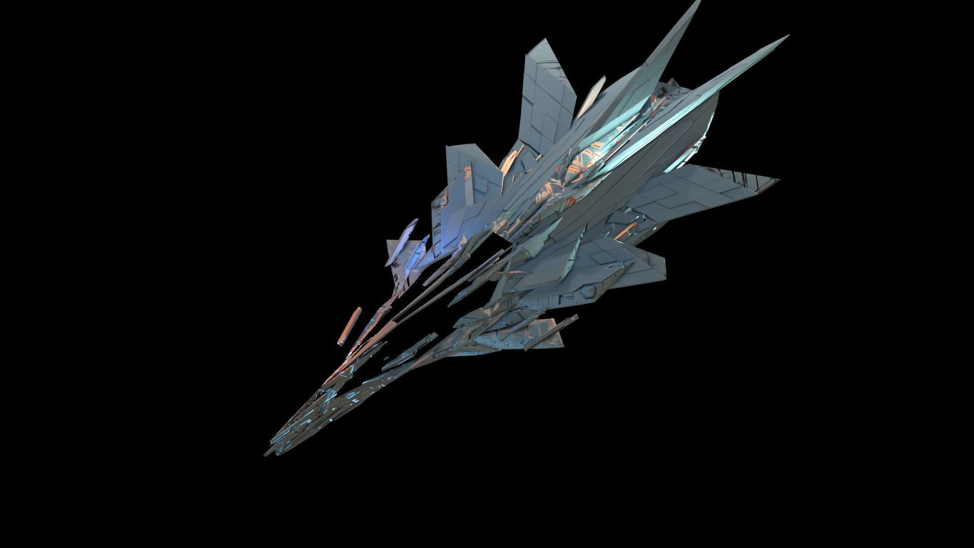 Aircraft Airplane Jet Plane Sci-Fi Spaceship Space Ship 01 Low-poly 3D model_2