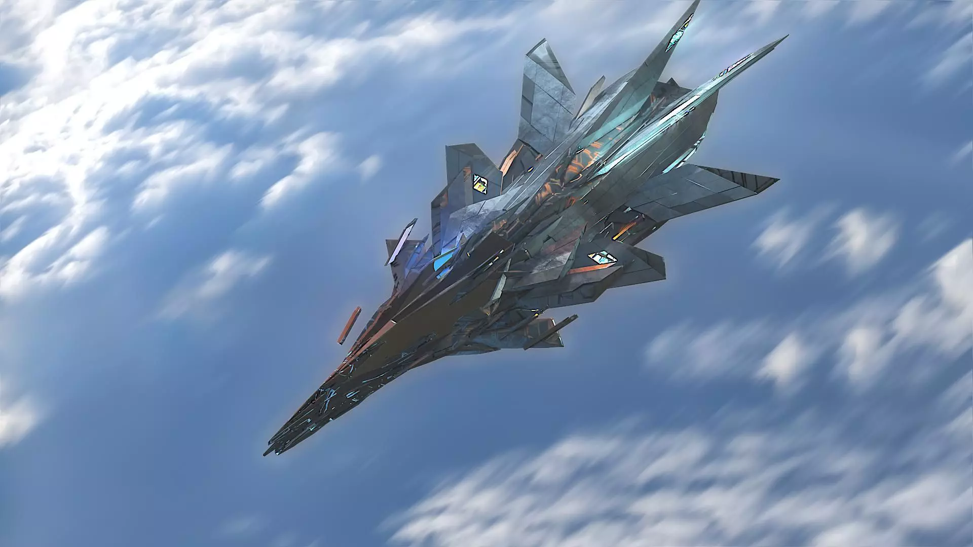 Aircraft Airplane Jet Plane Sci-Fi Spaceship Space Ship 01 Low-poly 3D model_0