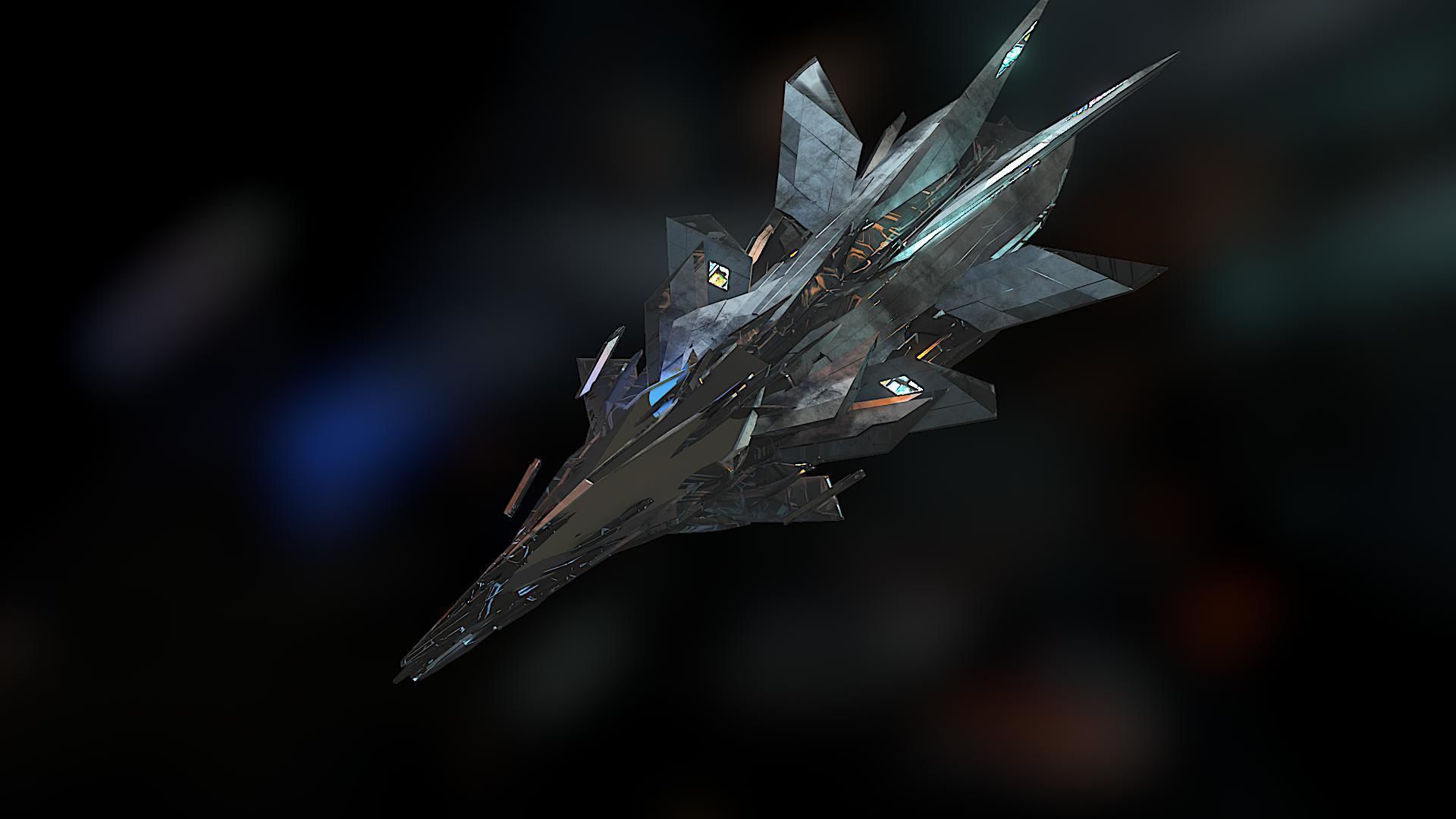 Aircraft Airplane Jet Plane Sci-Fi Spaceship Space Ship 01 Low-poly 3D model_1