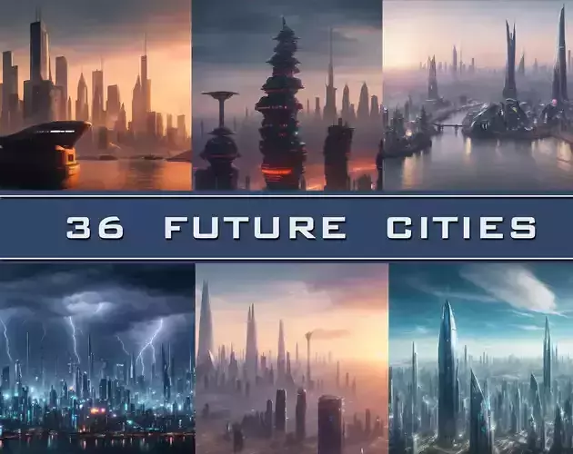 36 Futuristic Cities 3D model