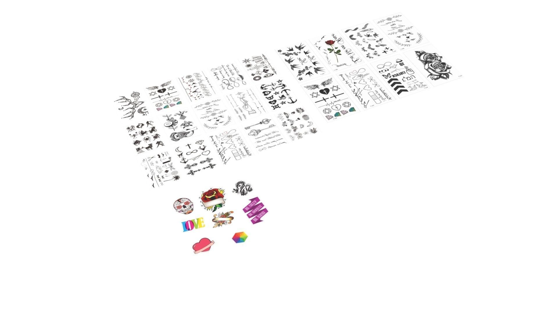 Tattoo Stickers Set 3D model | CGTrader