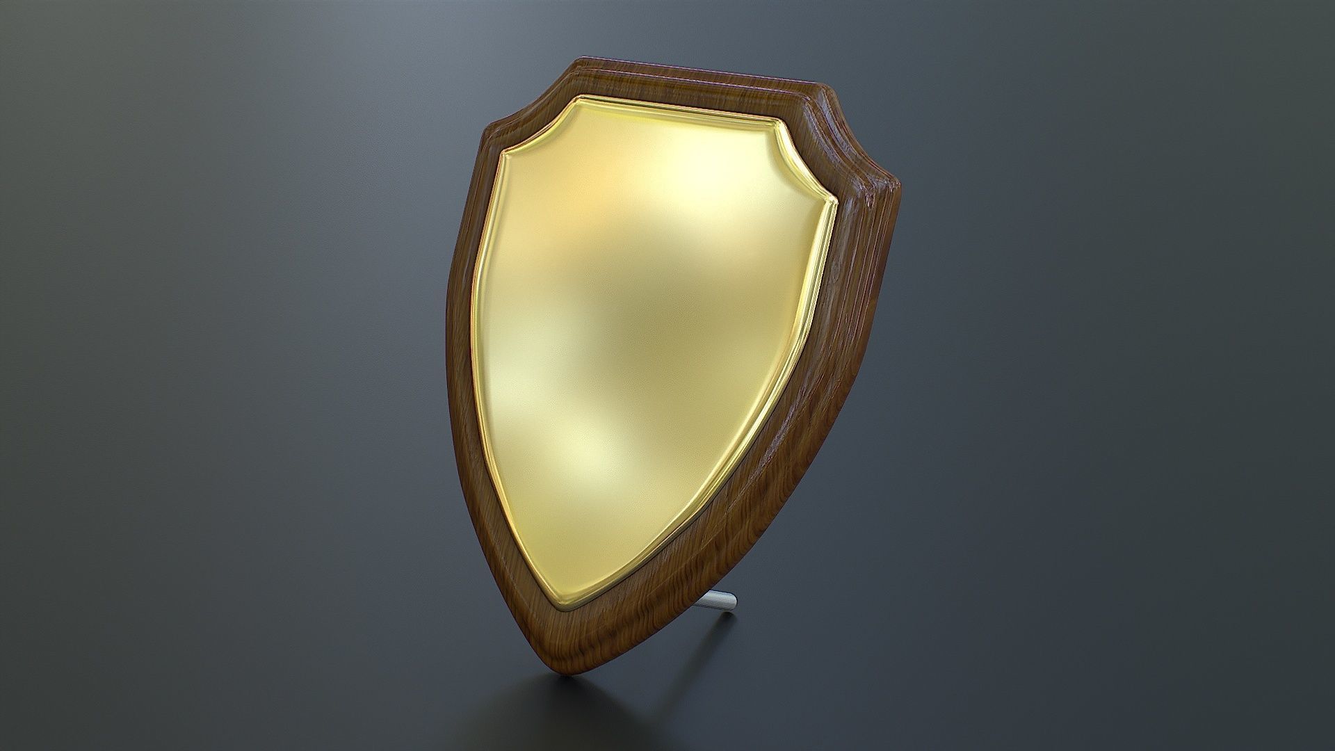 Polished Wood Plaque Shield Low-poly 3D model_5