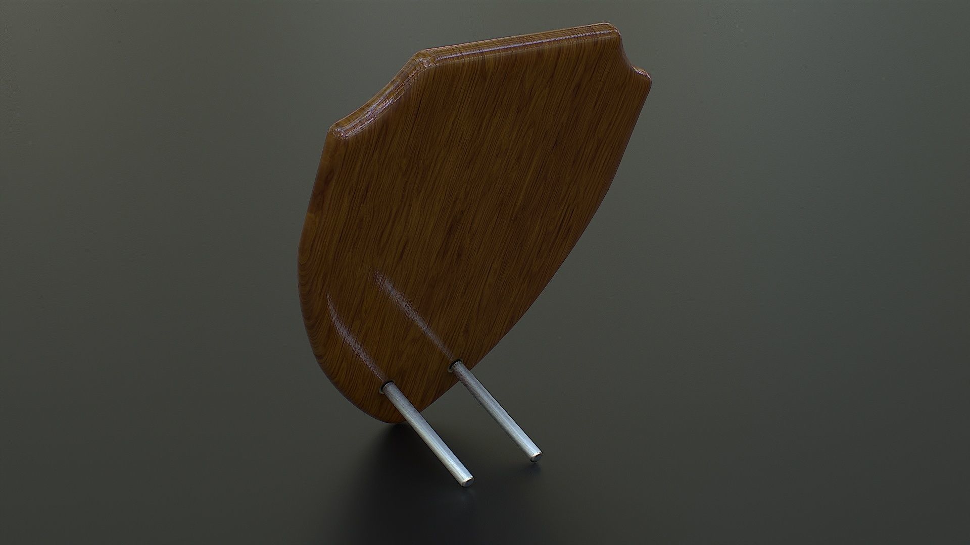 Polished Wood Plaque Shield Low-poly 3D model_8