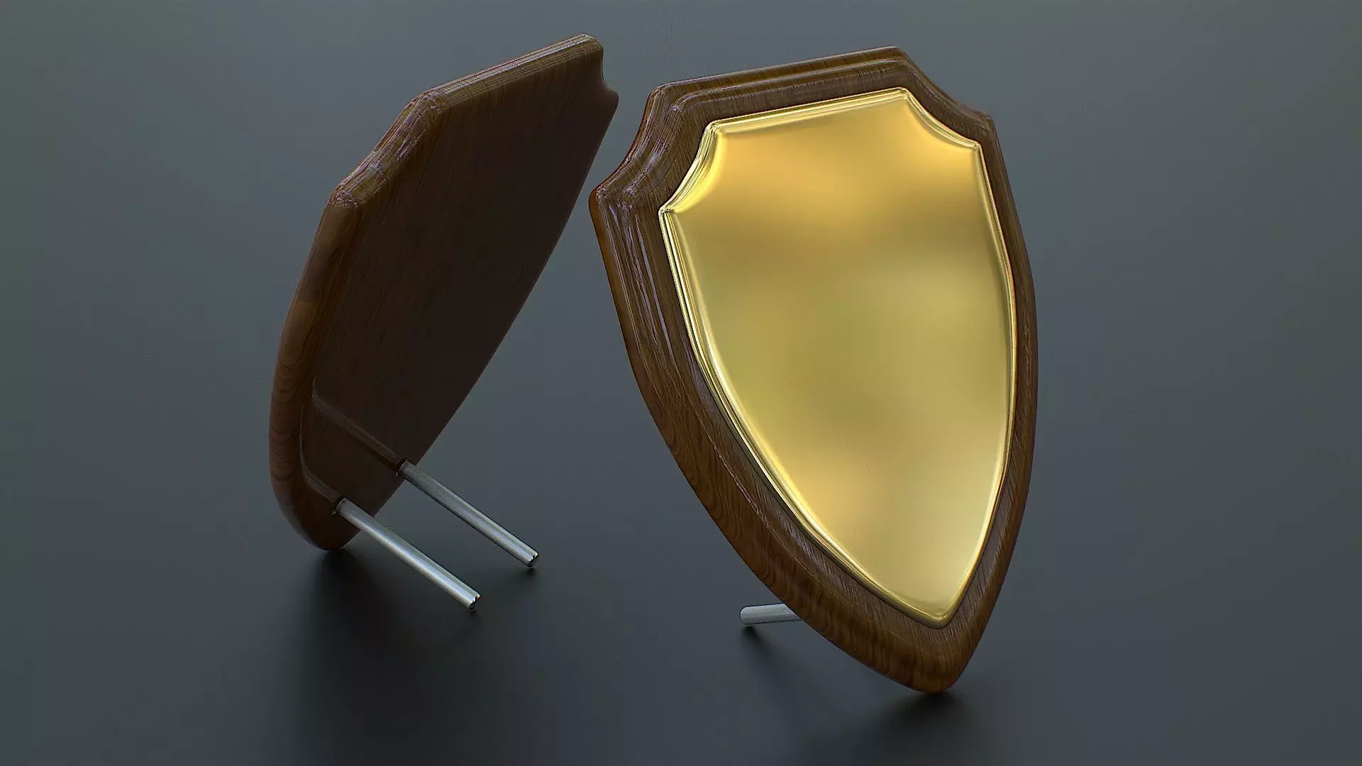 Polished Wood Plaque Shield Low-poly 3D model_0