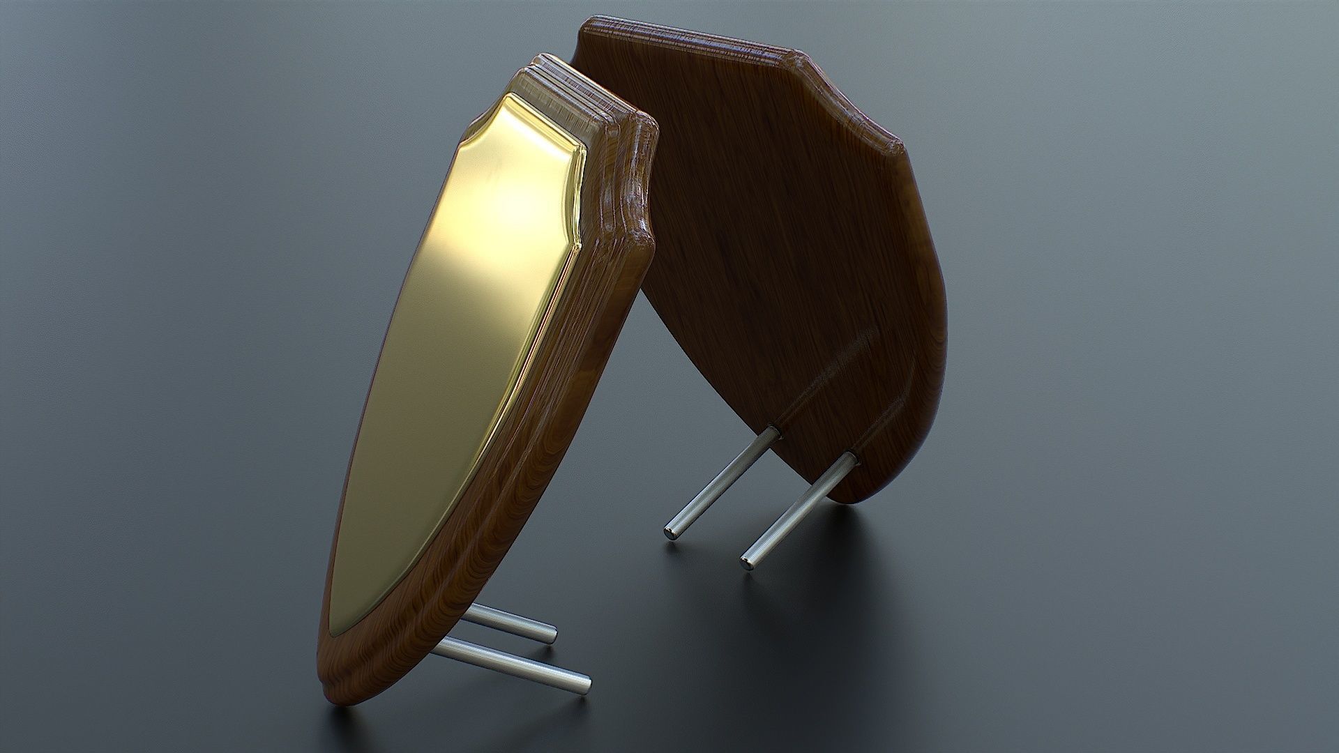 Polished Wood Plaque Shield Low-poly 3D model_3