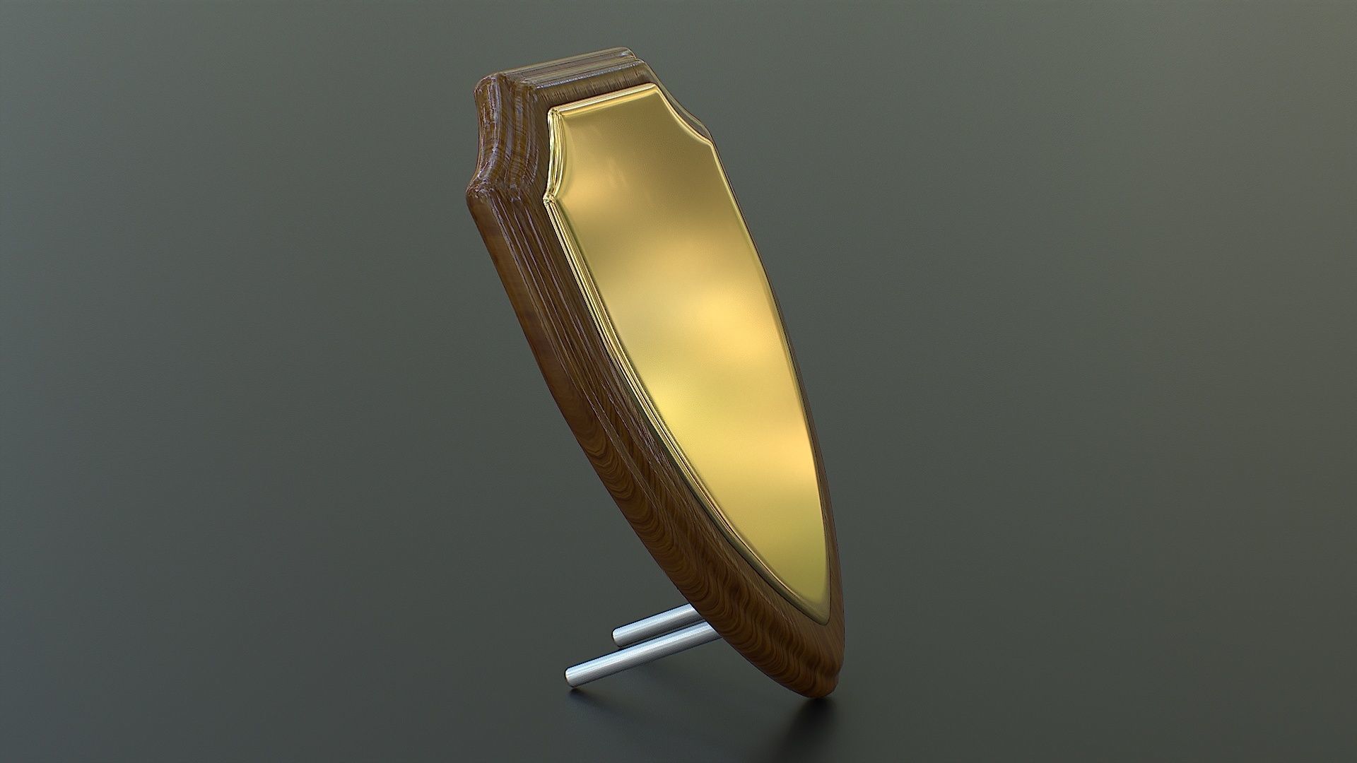 Polished Wood Plaque Shield Low-poly 3D model_11