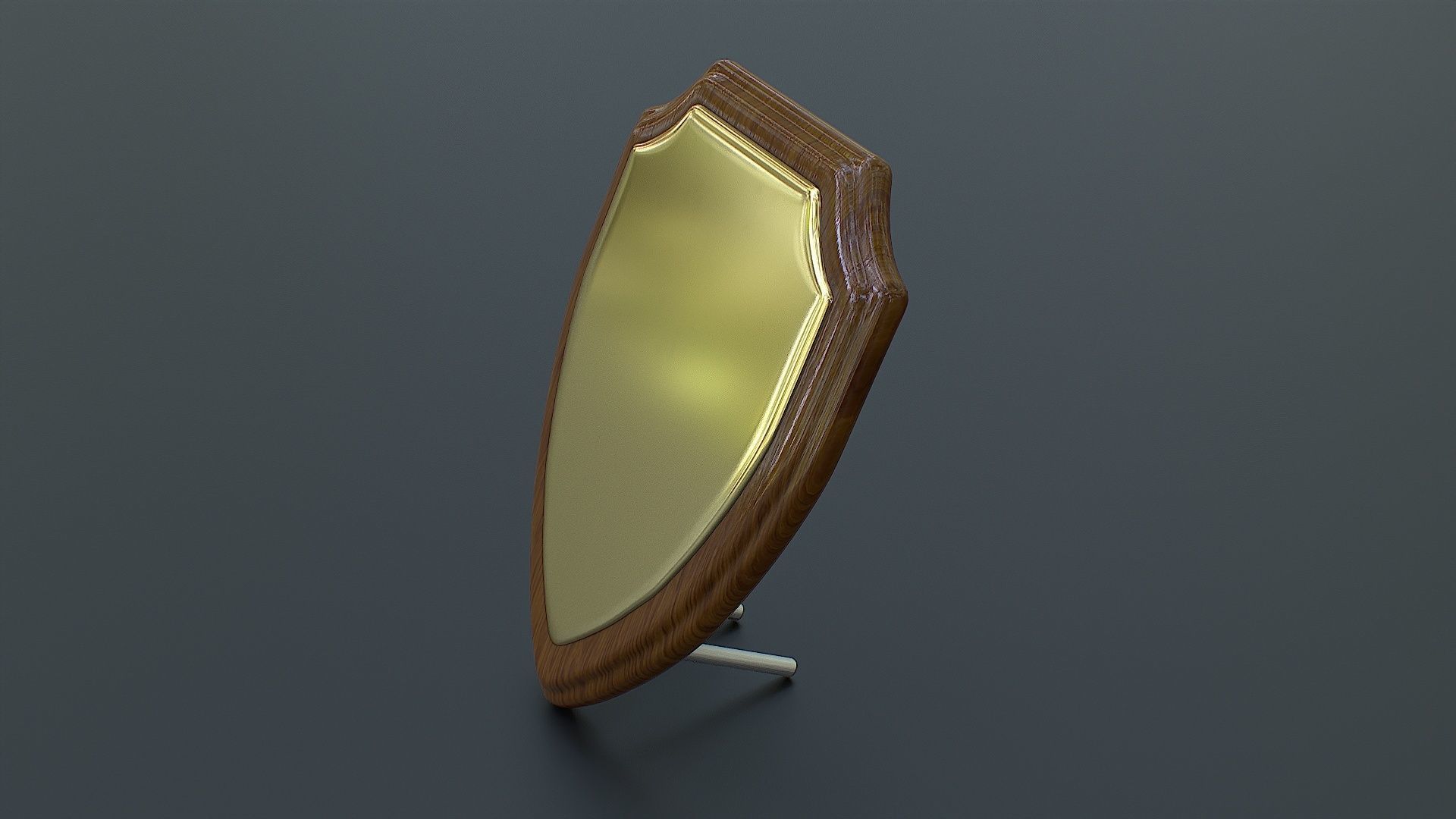 Polished Wood Plaque Shield Low-poly 3D model_6