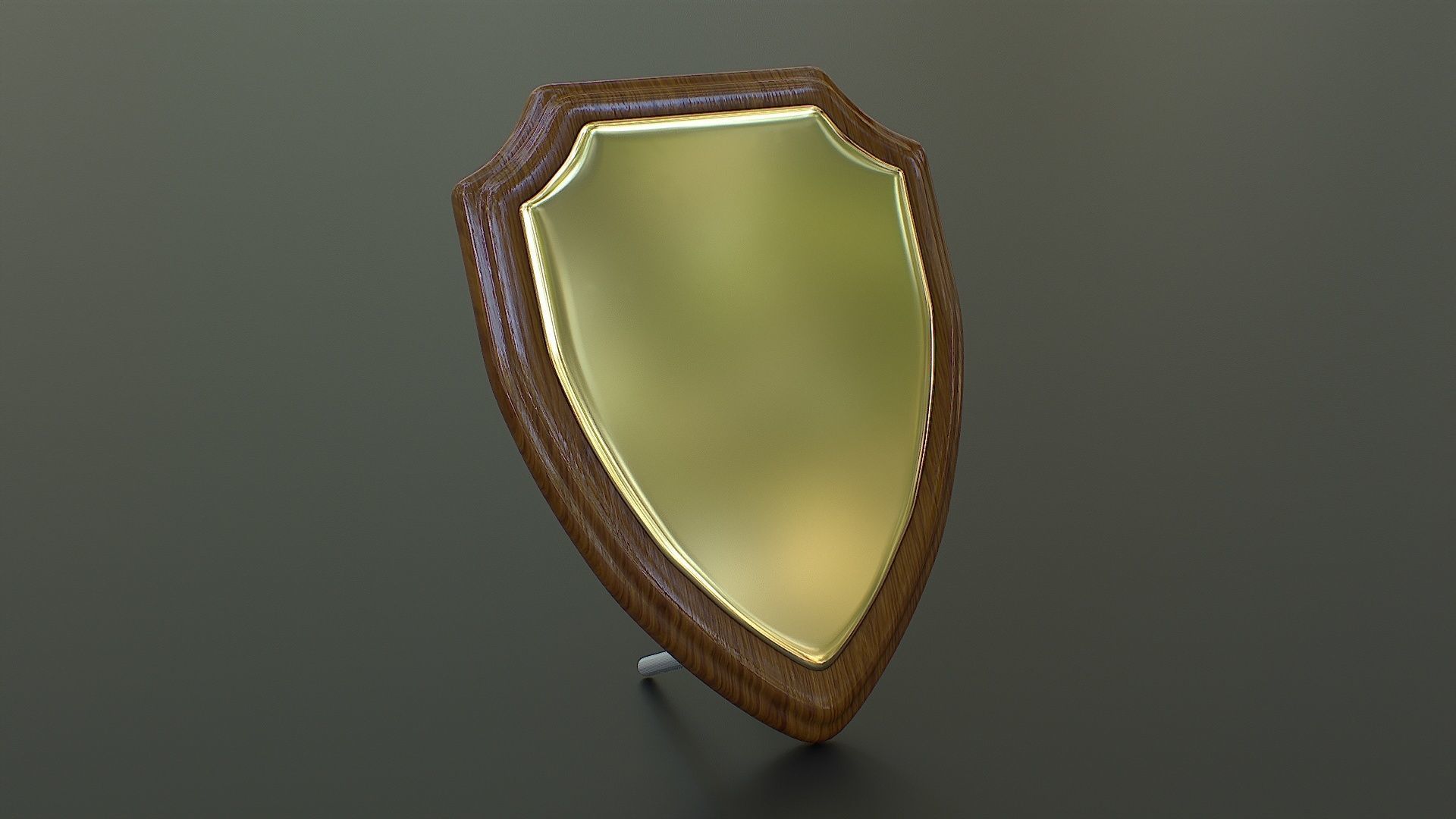 Polished Wood Plaque Shield Low-poly 3D model_2