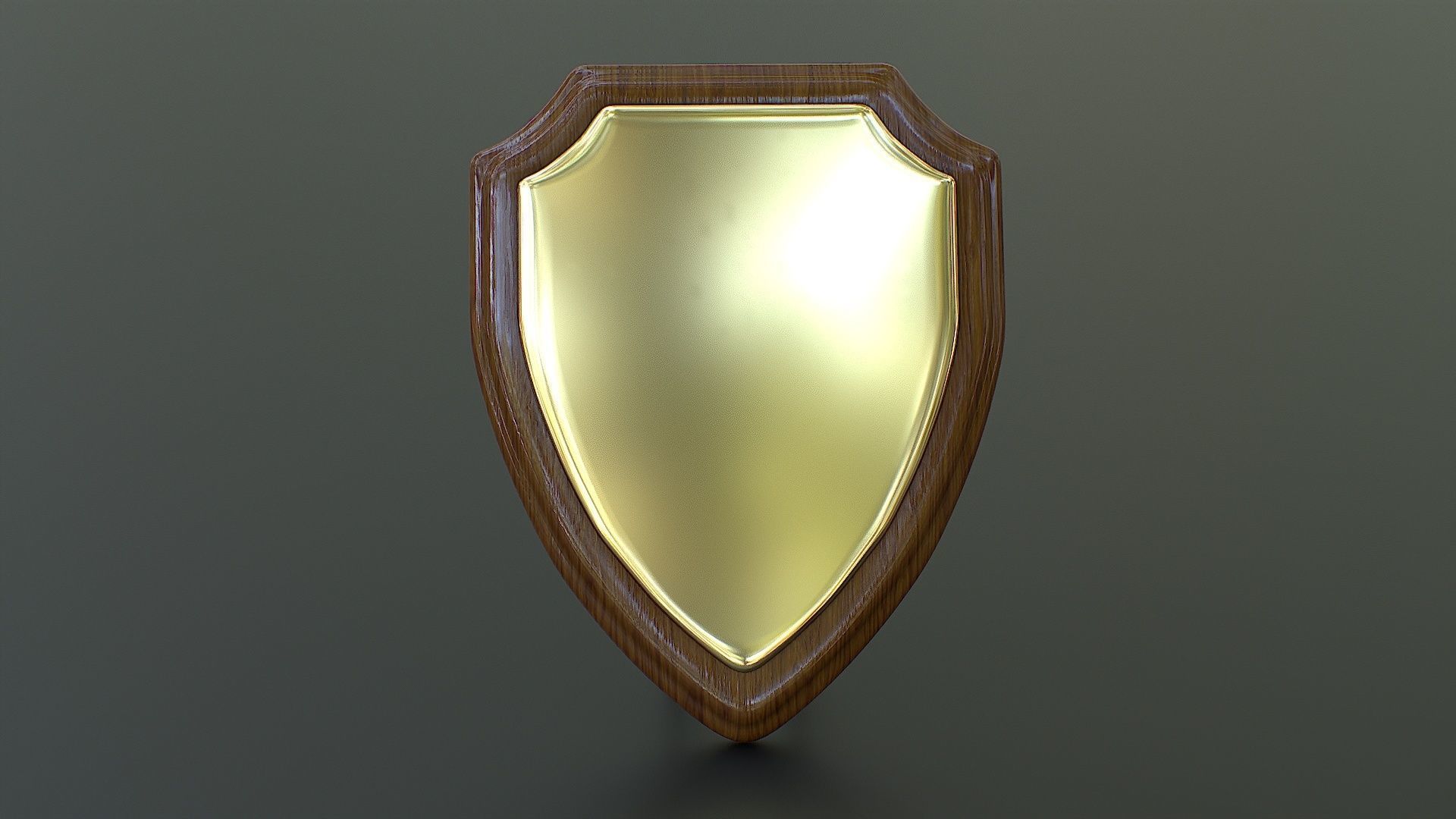 Polished Wood Plaque Shield Low-poly 3D model_4
