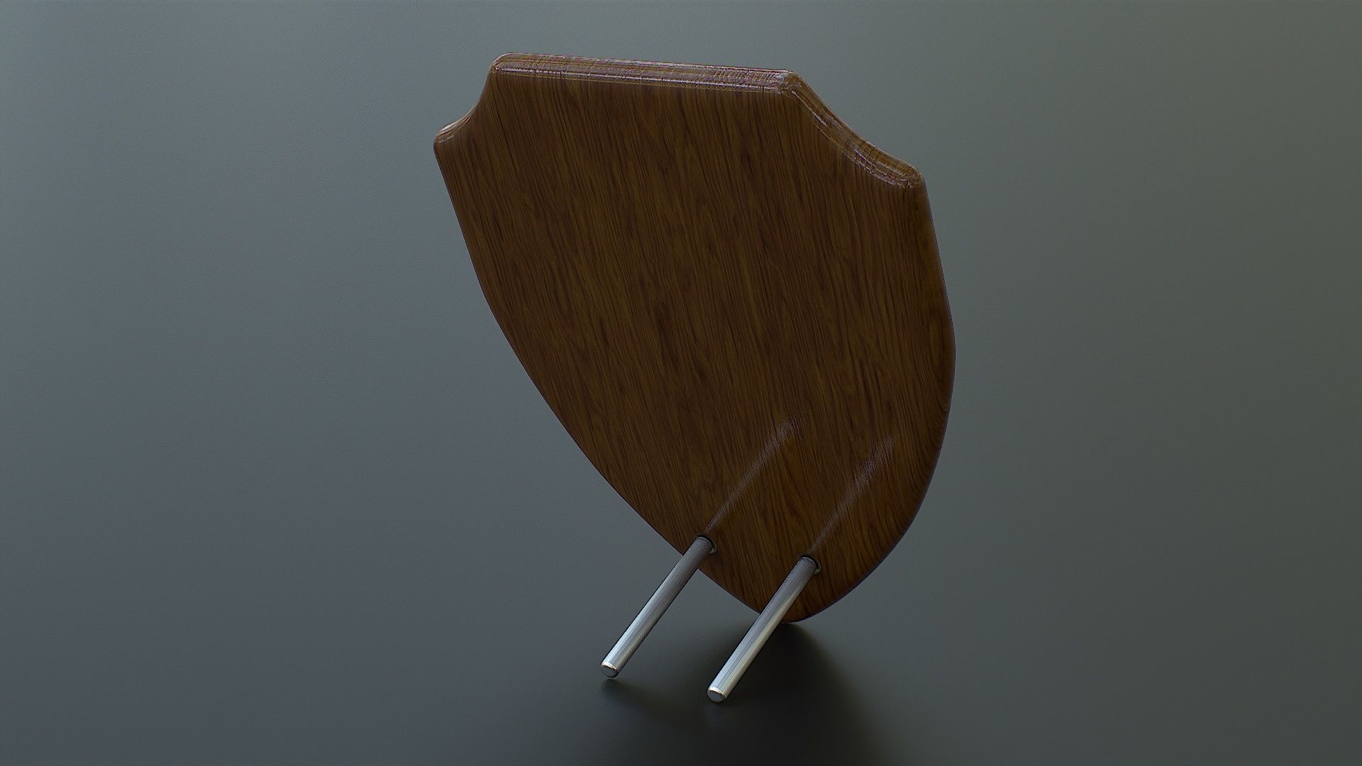 Polished Wood Plaque Shield Low-poly 3D model_9
