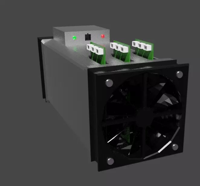 Antminer S7 Crypto Miner Low-poly 3D model_0