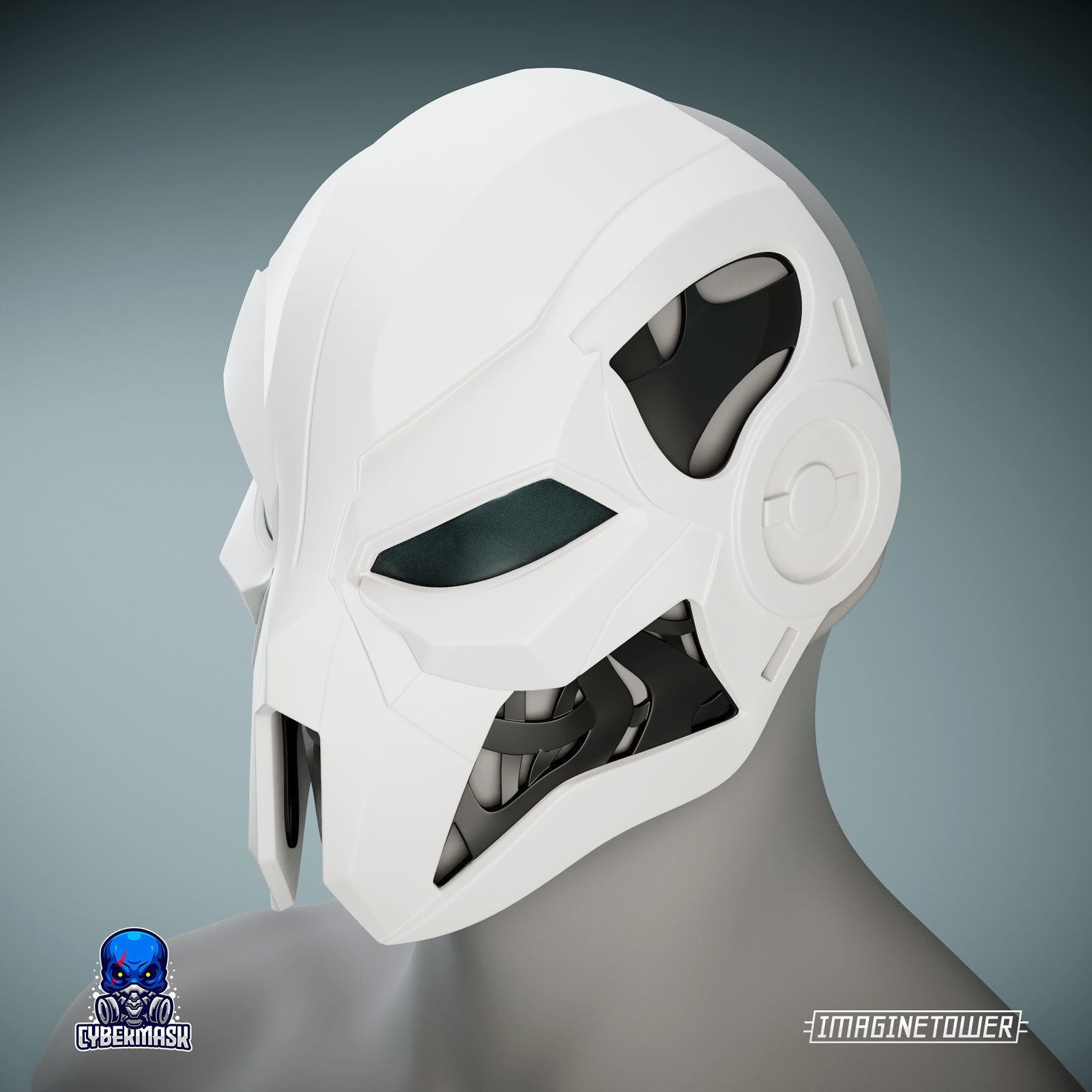 Sci-fi Cyberpunk Cosplay Mask 3D print model_7