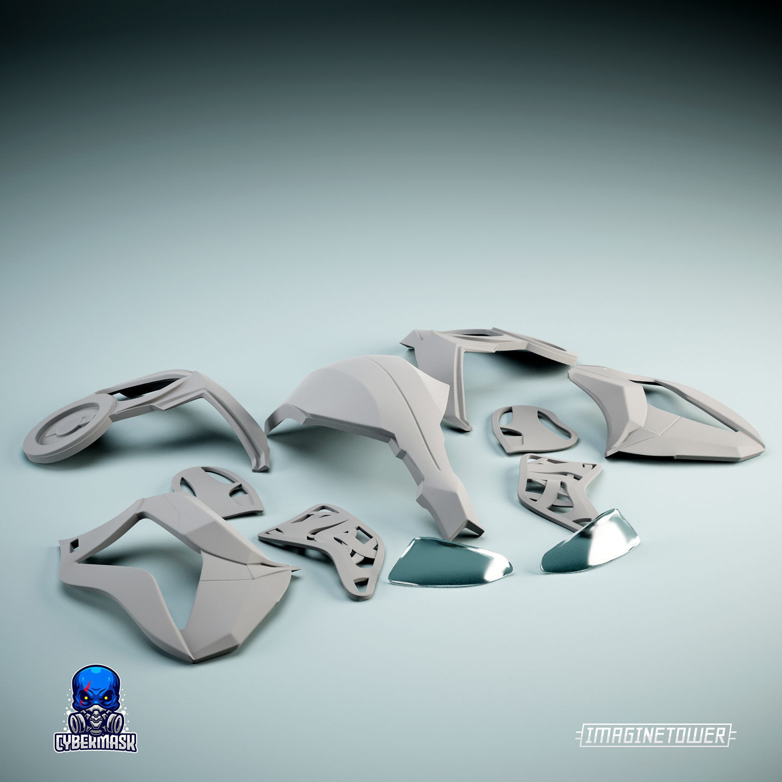 Sci-fi Cyberpunk Cosplay Mask 3D print model_11