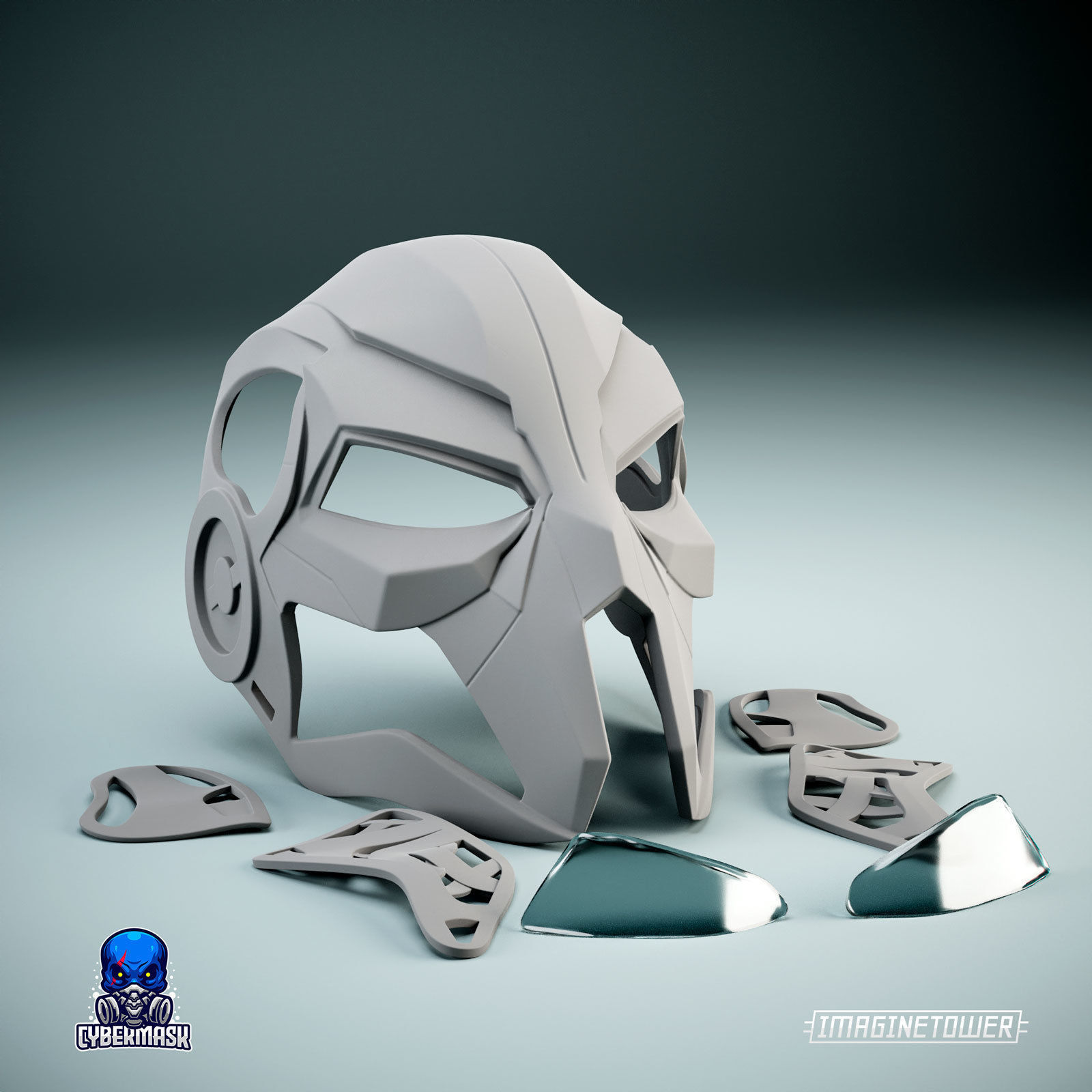 Sci-fi Cyberpunk Cosplay Mask 3D print model_10