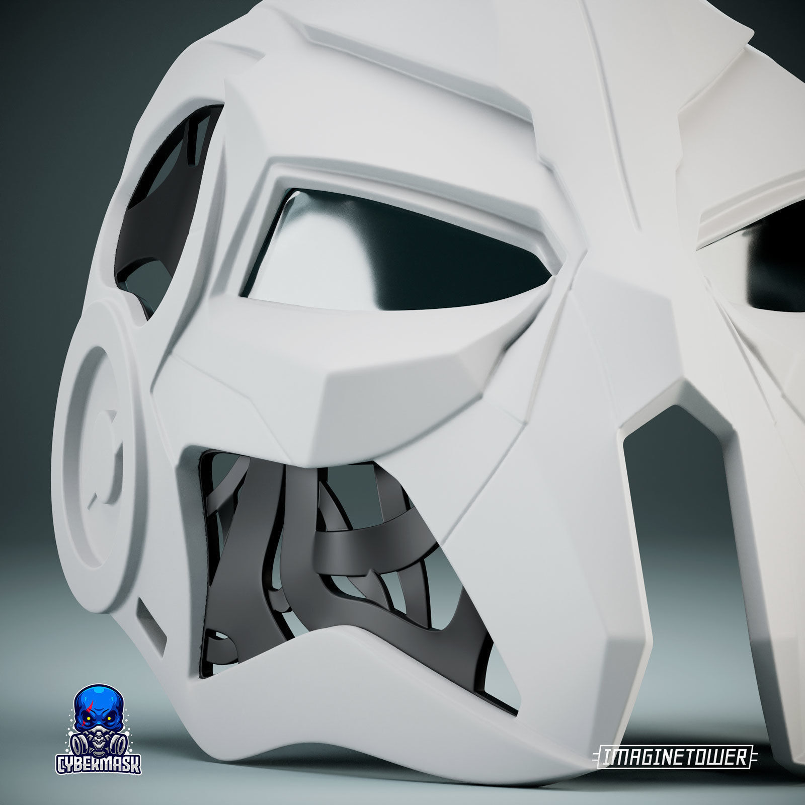 Sci-fi Cyberpunk Cosplay Mask 3D print model_4