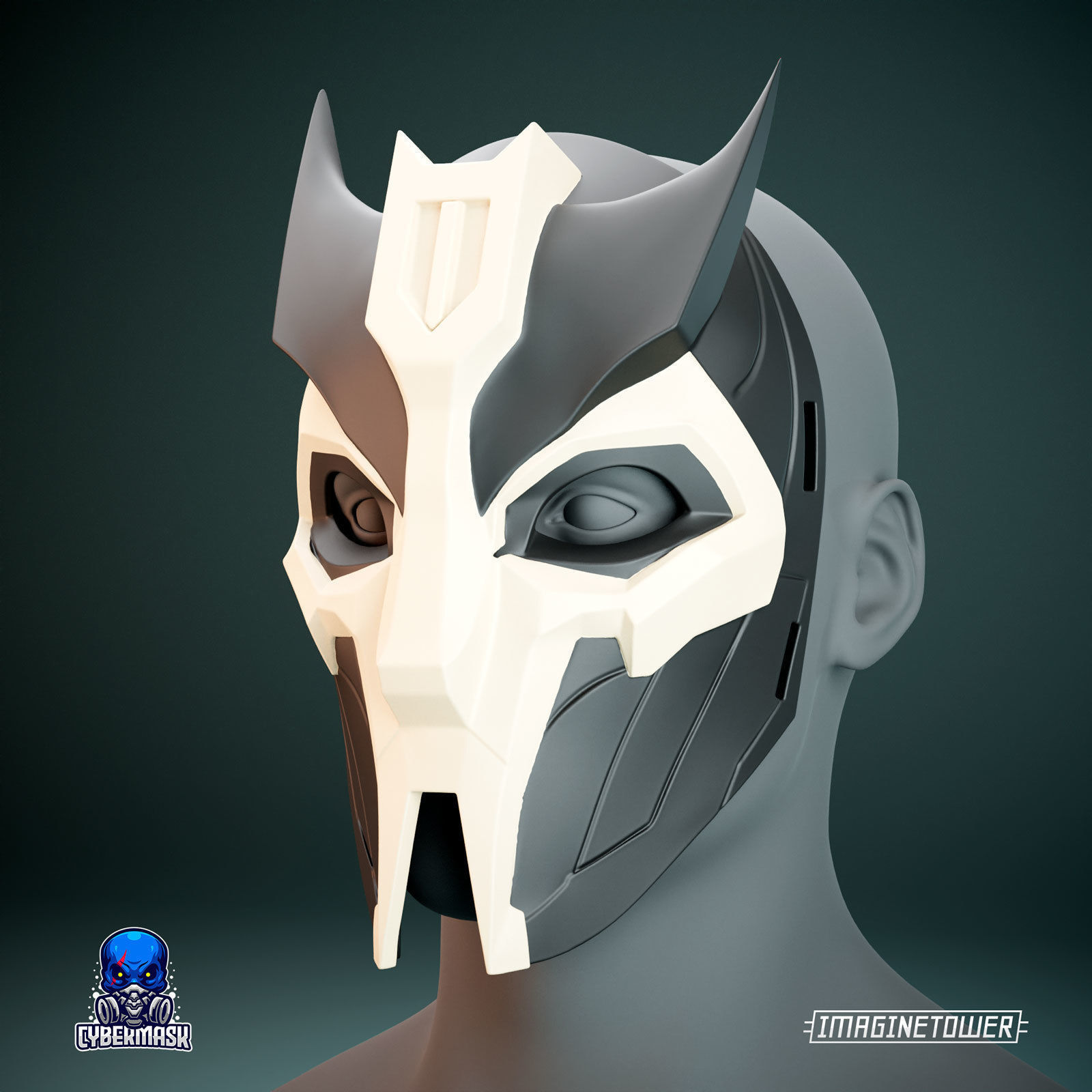 Asian Demon Cosplay Mask 3D print model_1
