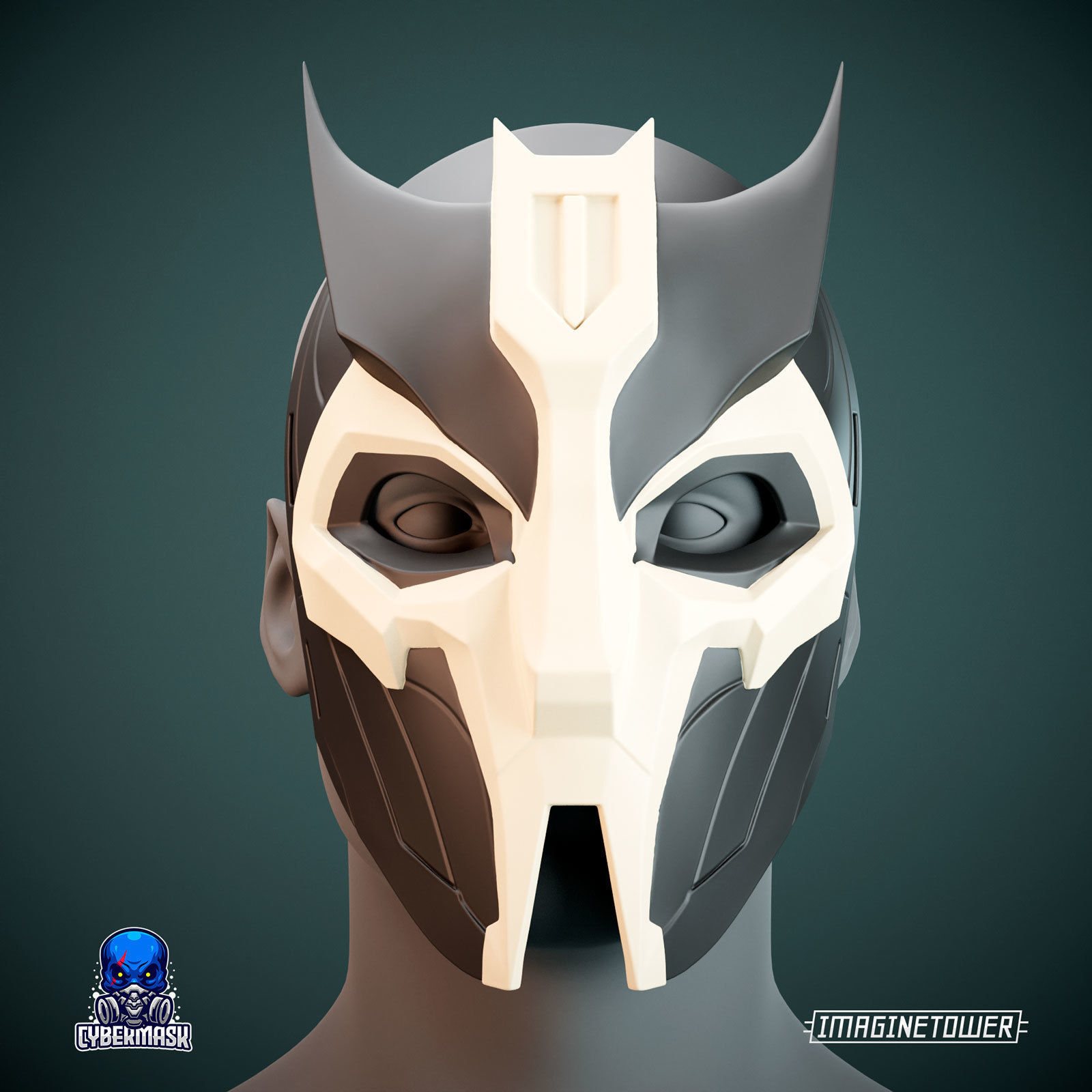 Asian Demon Cosplay Mask 3D print model_4