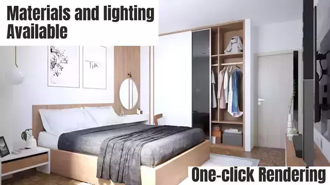 Modern and simple Bedroom 3d Model 3D model