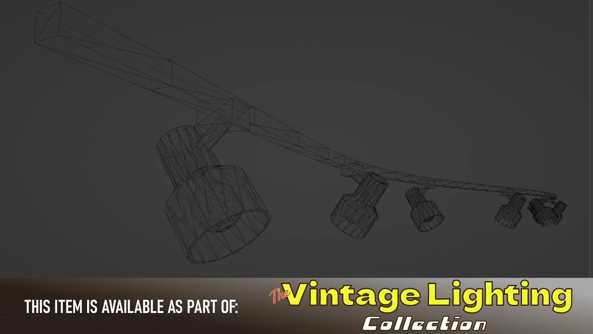 Vintage Ceiling Track Light Fixture Low-poly 3D model_5