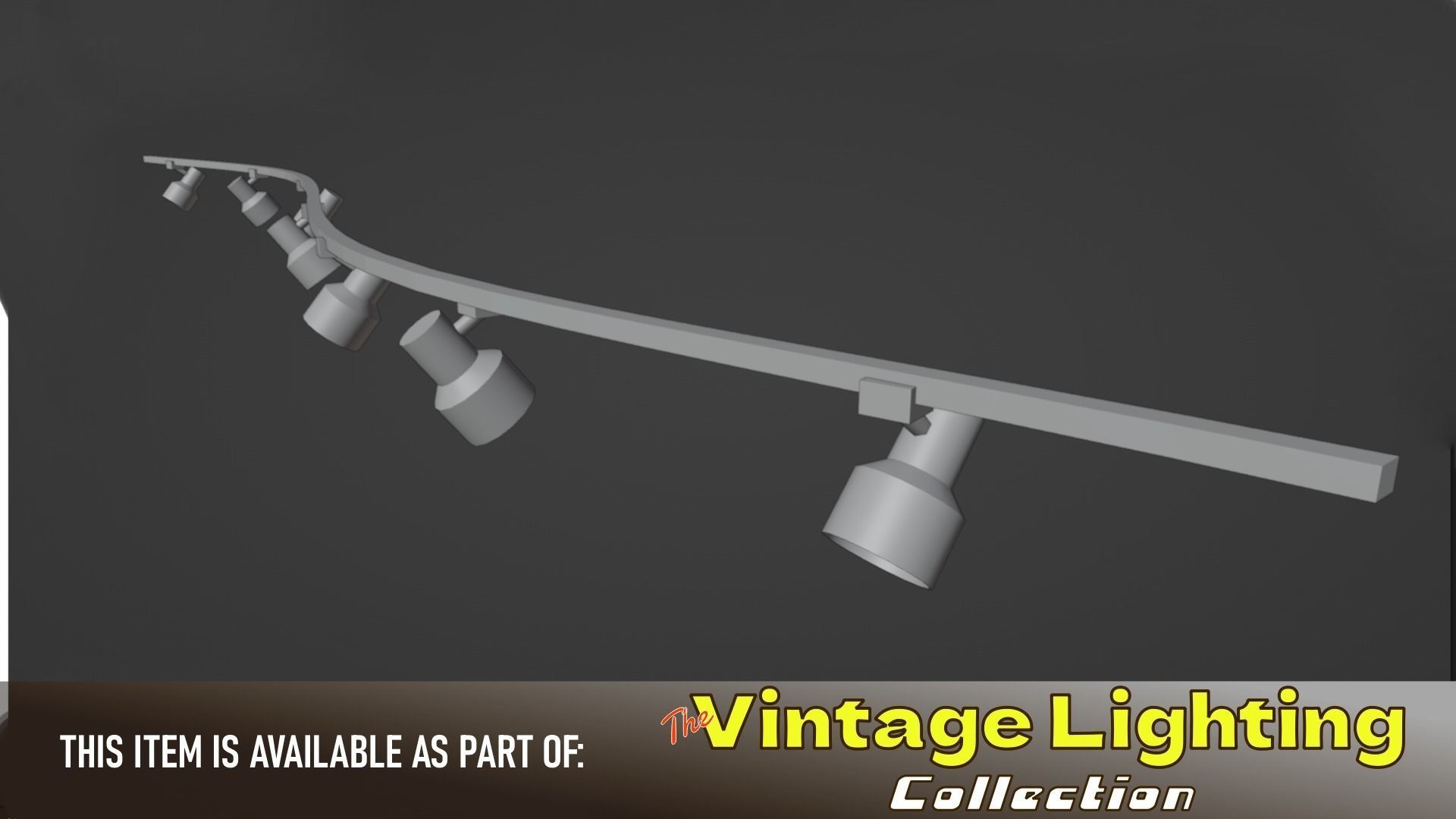 Vintage Ceiling Track Light Fixture Low-poly 3D model_4