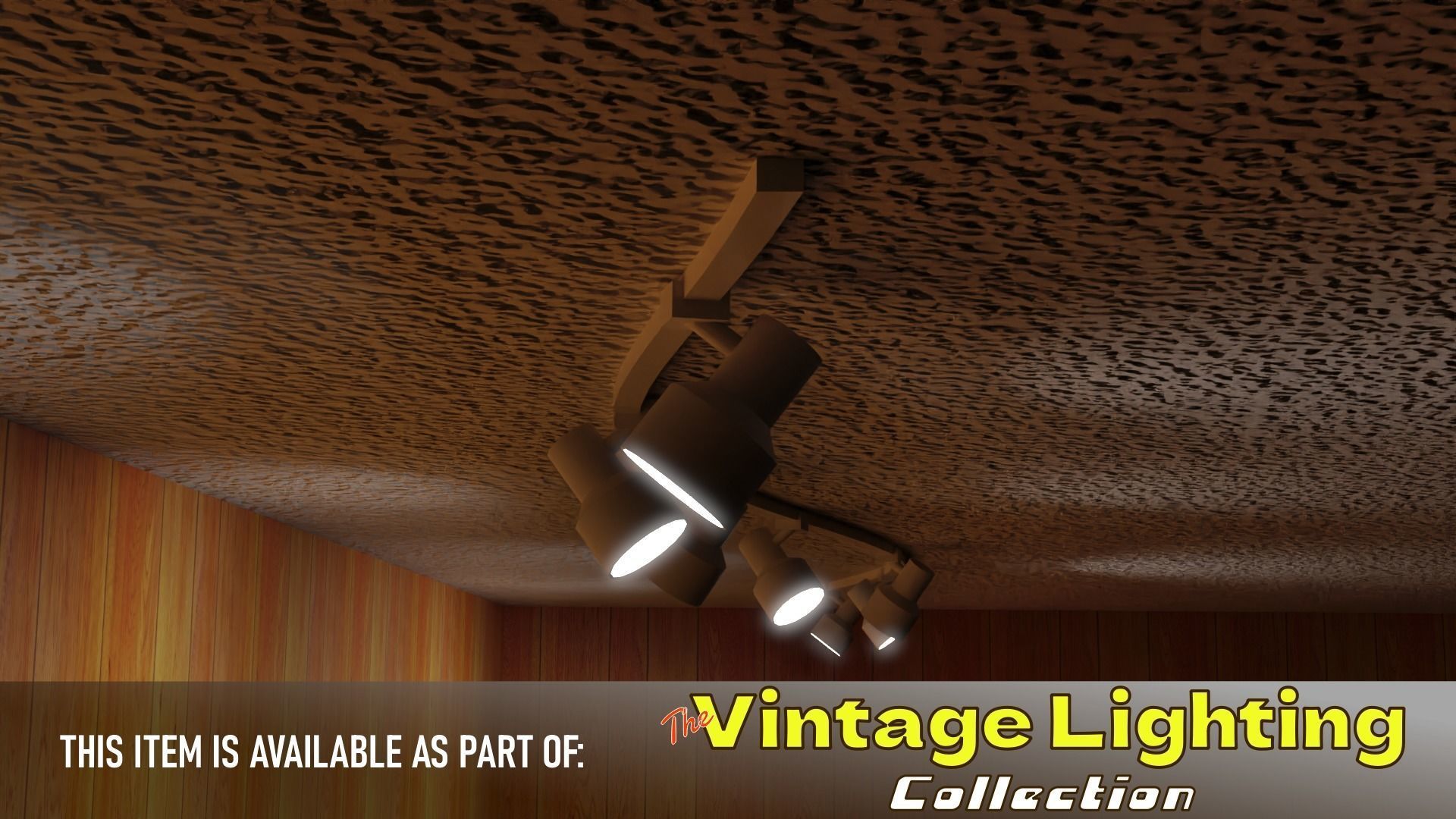 Vintage Ceiling Track Light Fixture Low-poly 3D model_2