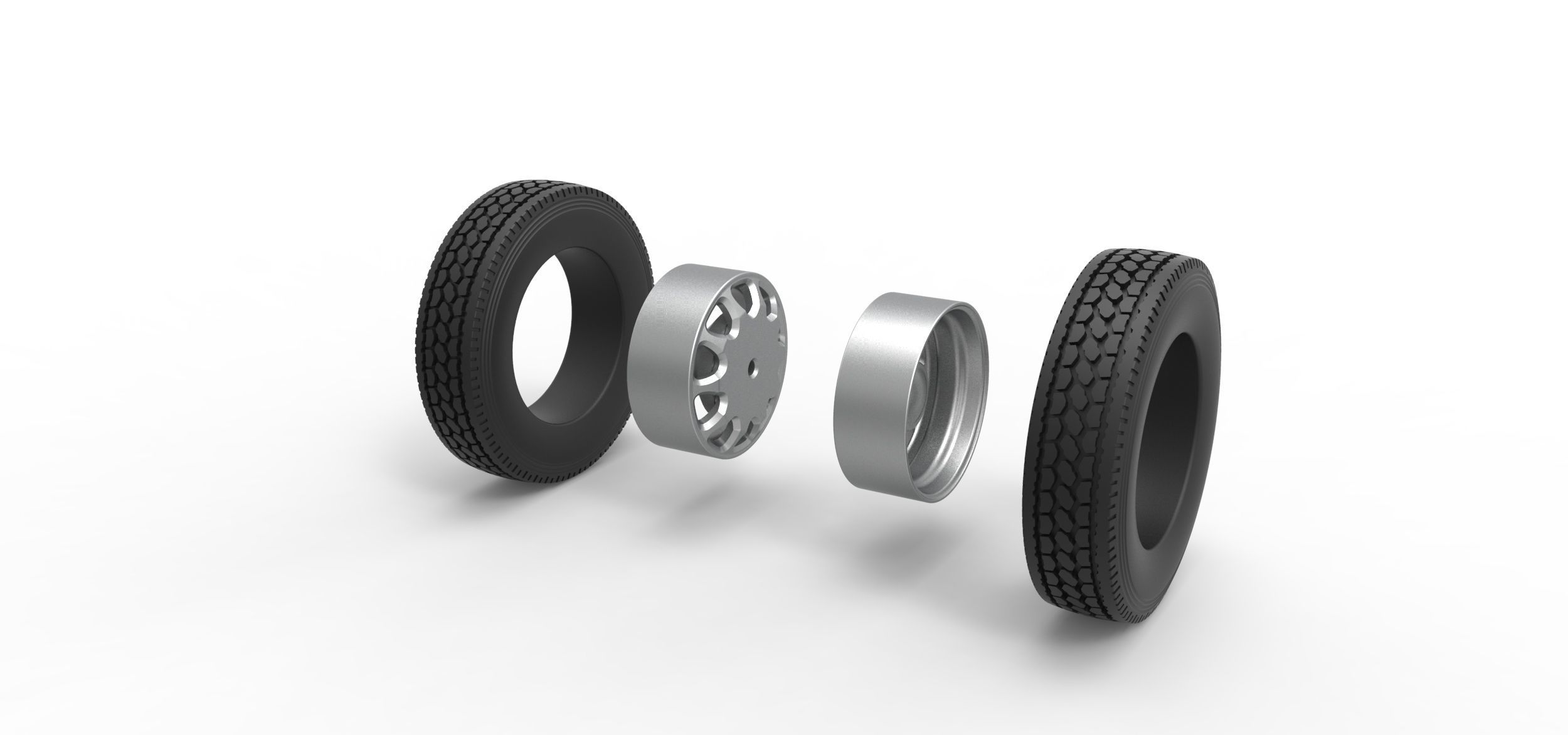 Rear custom wheel of semi truck Version 5 Scale 1 to 25 3D print model_8