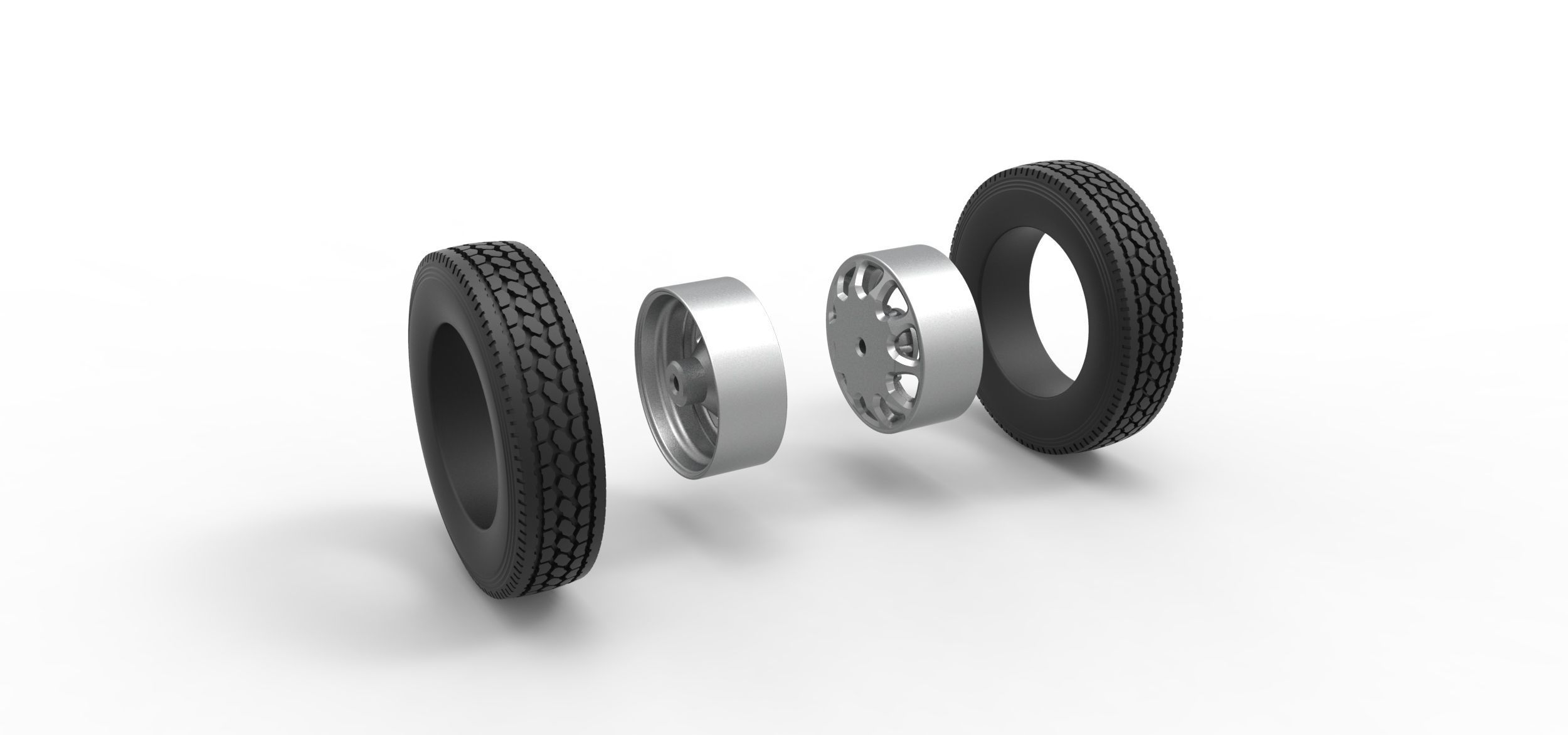 Rear custom wheel of semi truck Version 5 Scale 1 to 25 3D print model_9