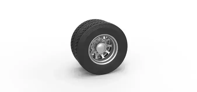 Rear custom wheel of semi truck Version 5 Scale 1 to 25