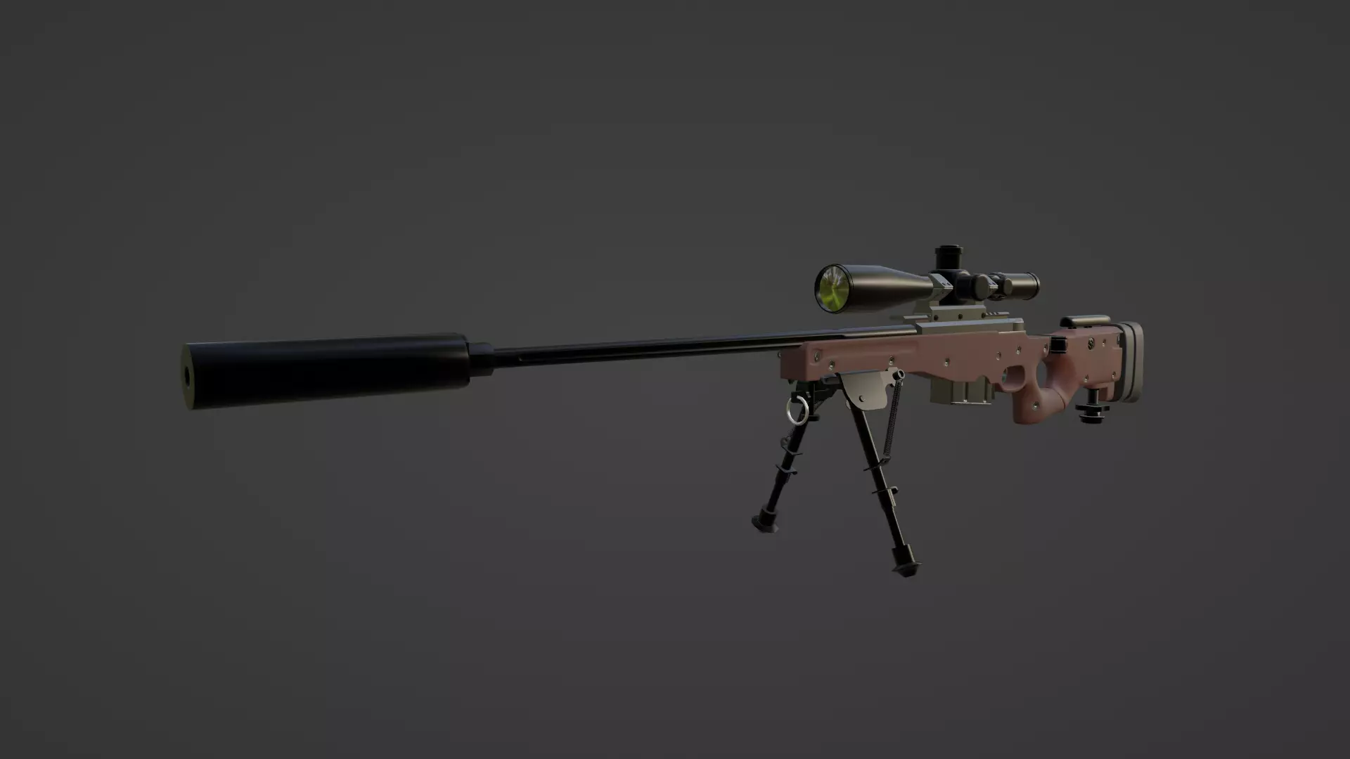AWM Sniper Rifle Low-poly 3D model_0