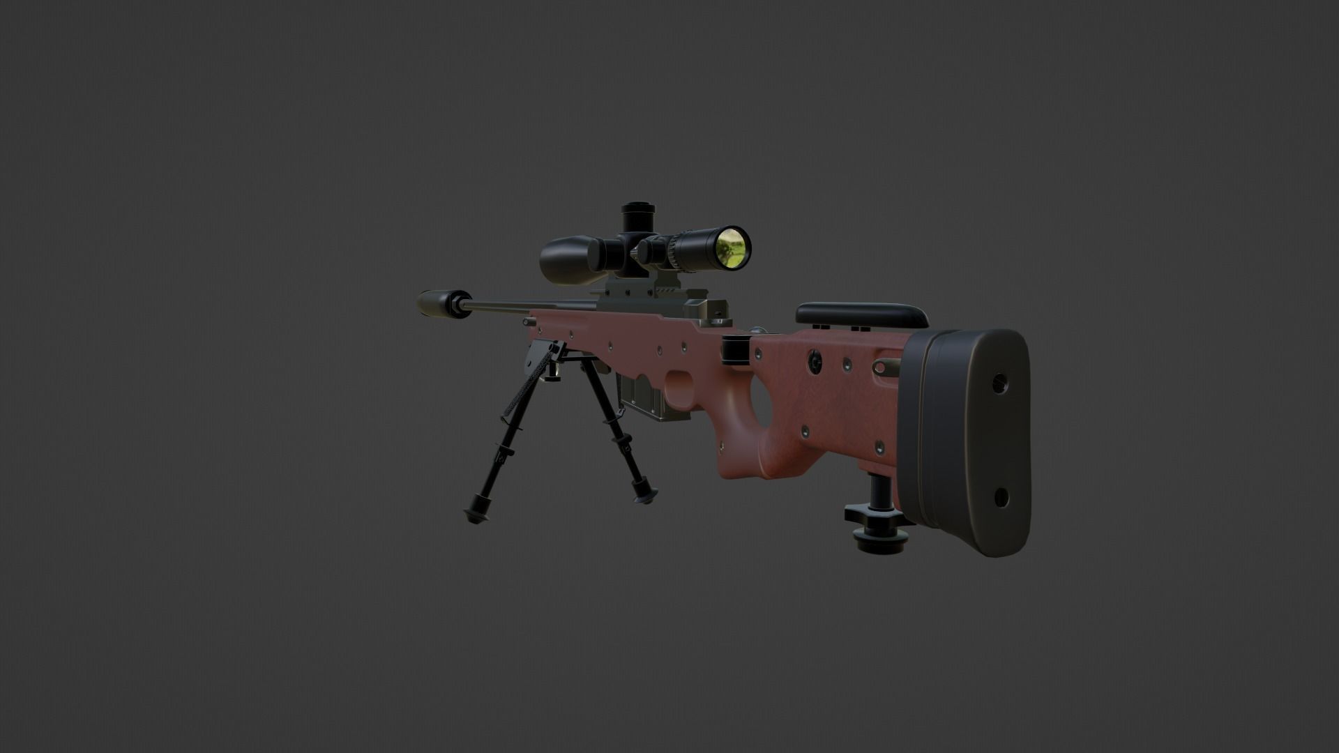 AWM Sniper Rifle Low-poly 3D model_2