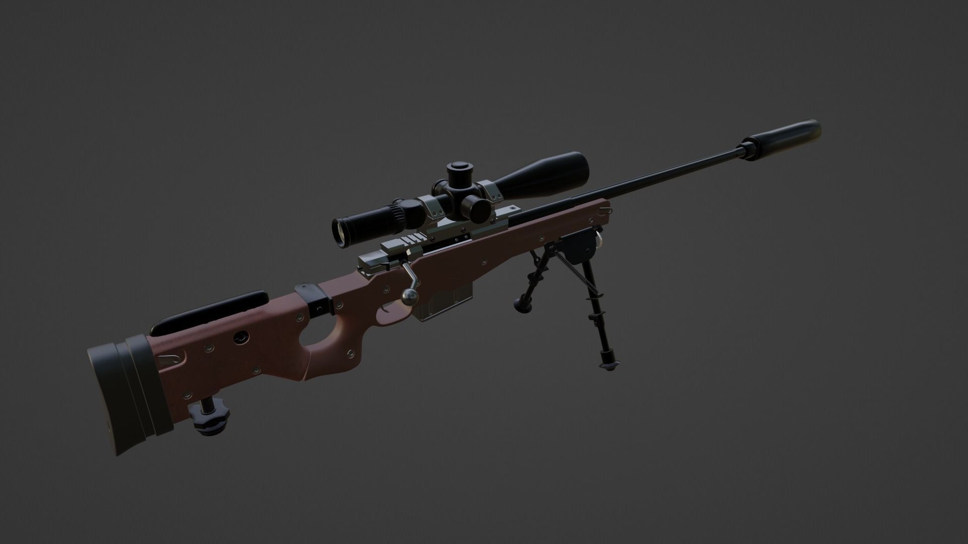 AWM Sniper Rifle Low-poly 3D model_3
