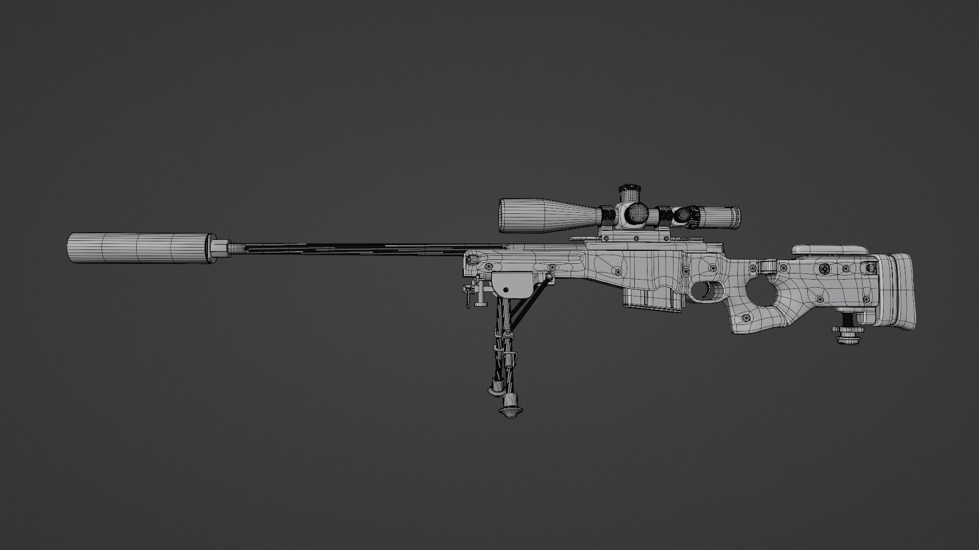 AWM Sniper Rifle Low-poly 3D model_9