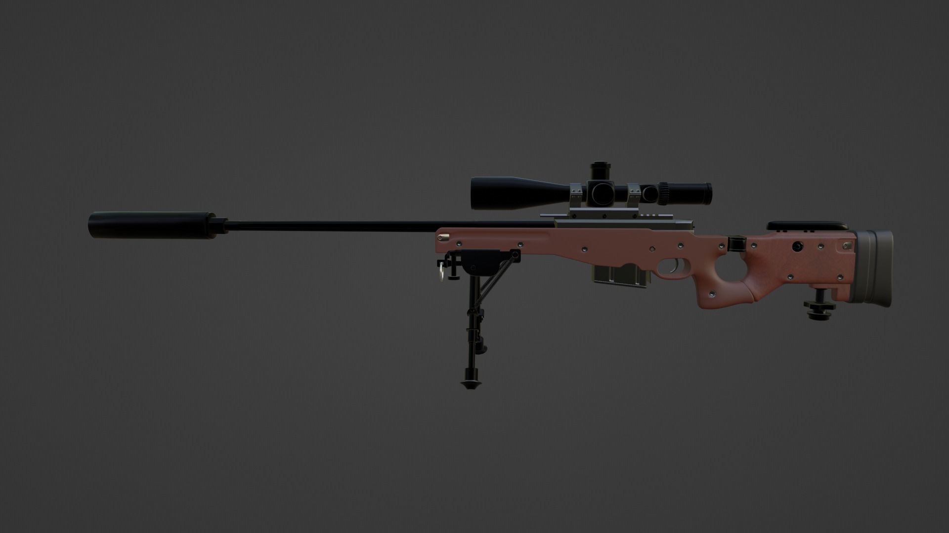 AWM Sniper Rifle Low-poly 3D model_1