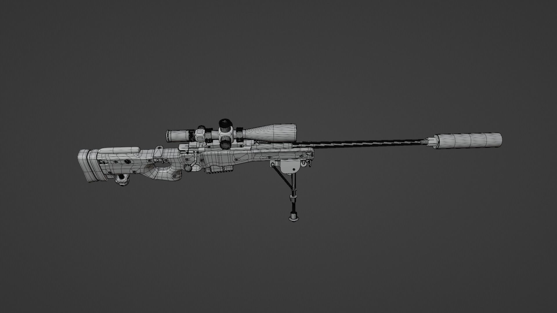 AWM Sniper Rifle Low-poly 3D model_11