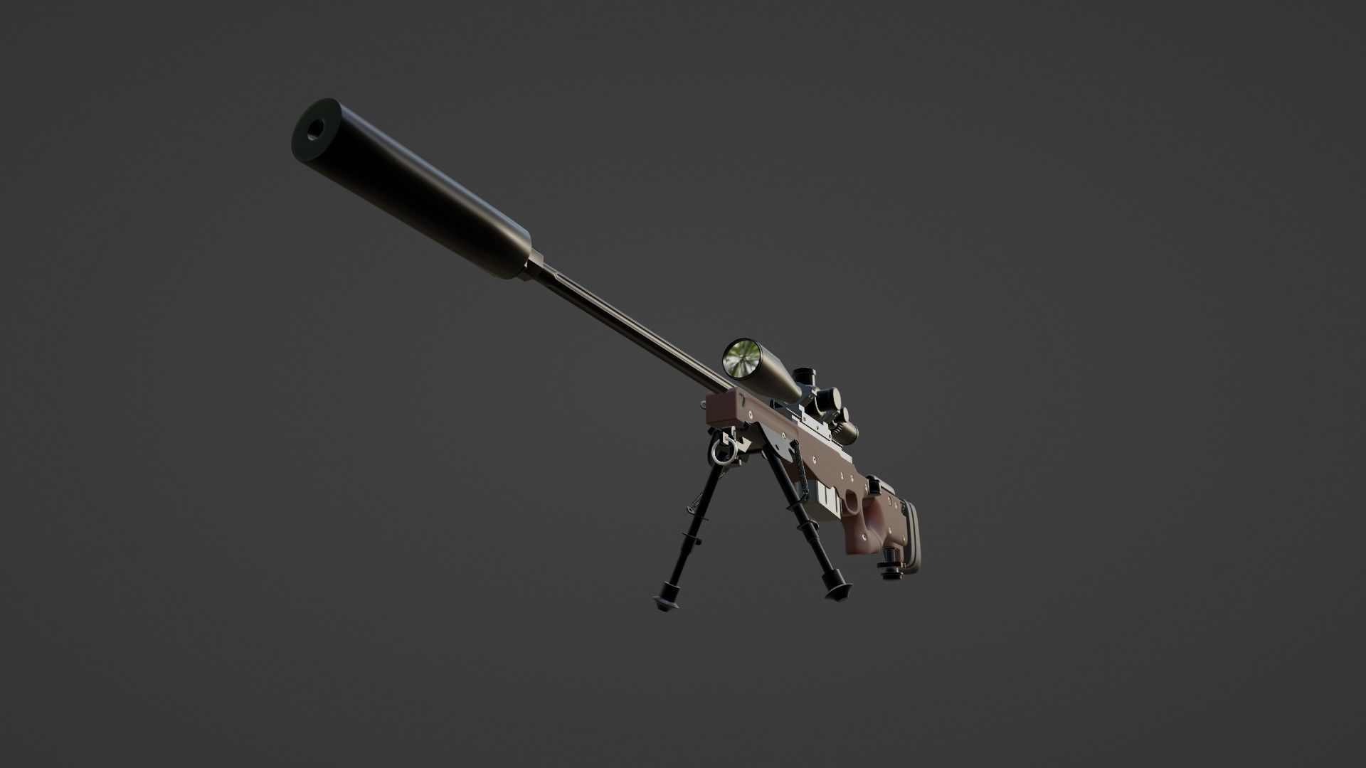 AWM Sniper Rifle Low-poly 3D model_4