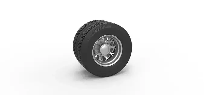 Rear custom wheel of semi truck Version 6 Scale 1 to 25
